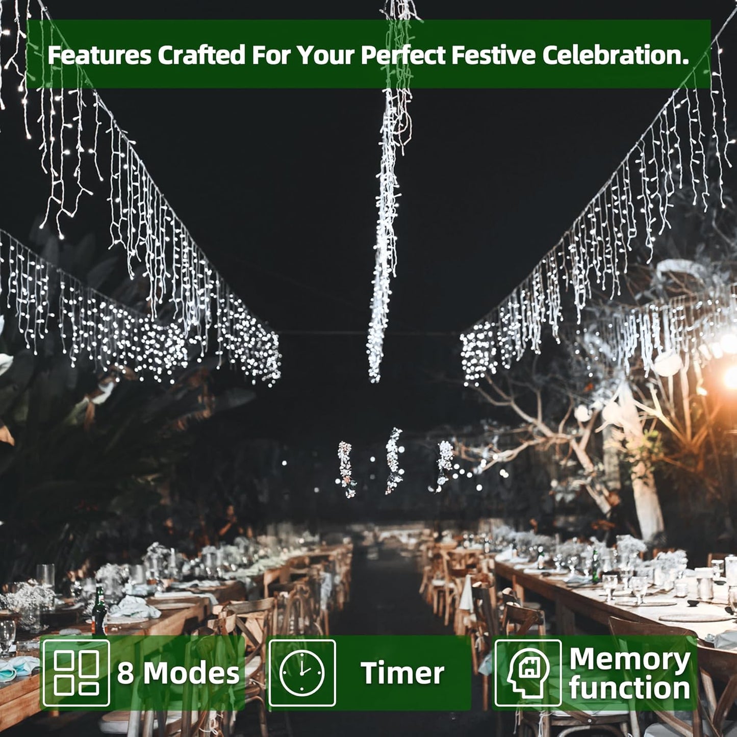 612 LED 60FT Icicle Christmas Lights - 136 Drops Waterproof 12 Modes Memory Timer, Outdoor Hanging Roof Lights for Eaves Gutter Xmas Tree Holiday Decorations Cool White