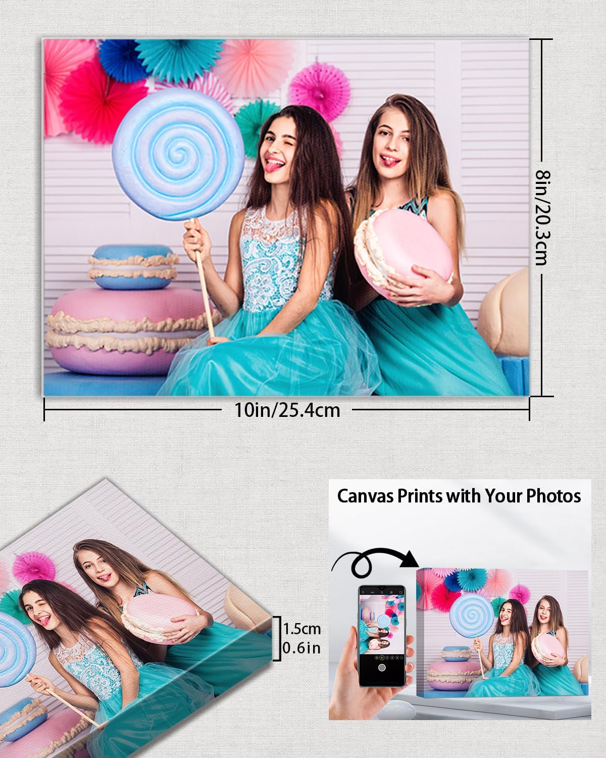 AbcCustomize Canvas Prints with Your Photos, Custom Canvas for Living Room and Bedroom Decor, Personalized gifts for Friends Lover and Family, Canvas Wall Art for Gifts & Keepsakes, Ready to Hang