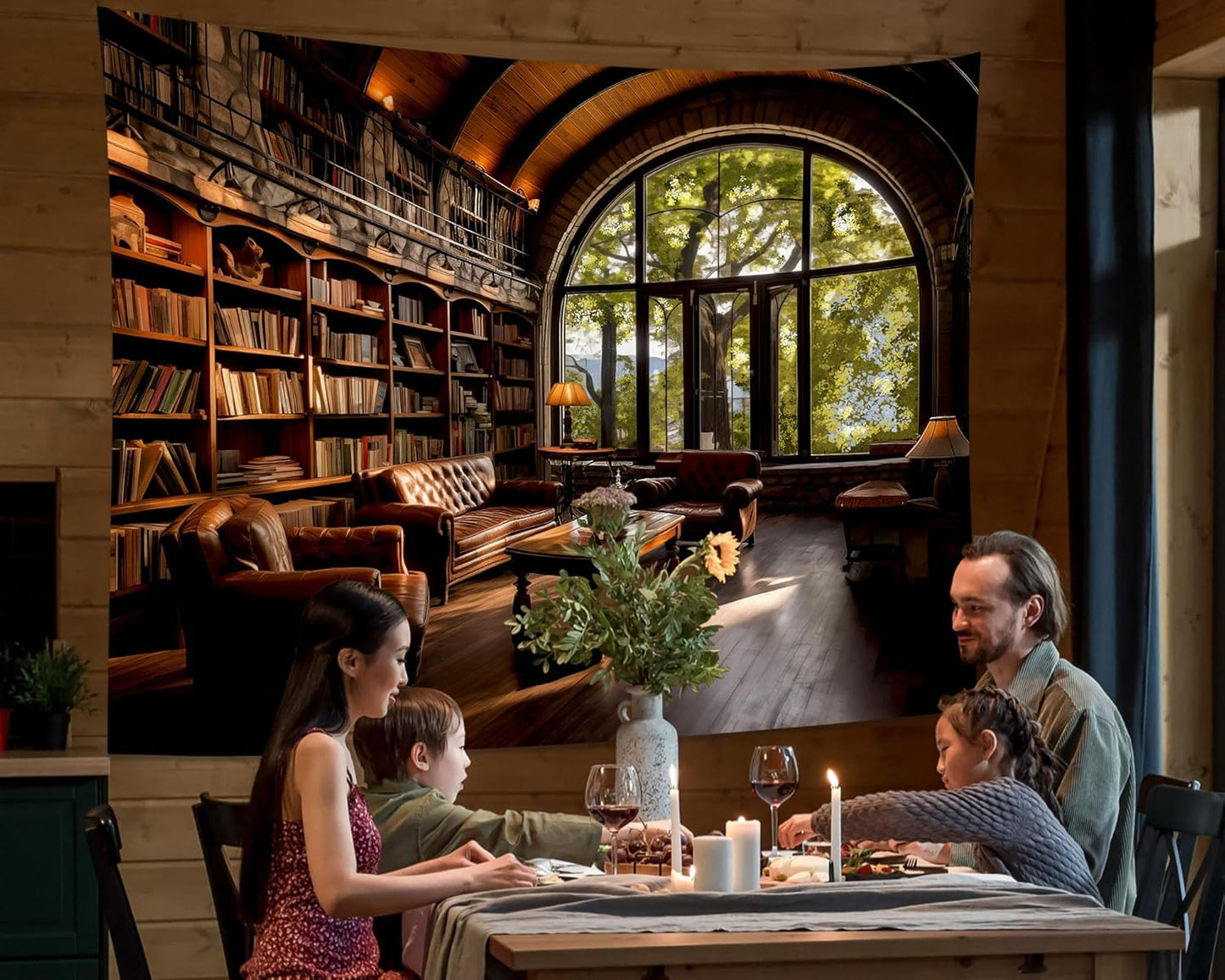 dueeia Book Library Tapestry Wall Hanging Medieval Bookshelf Vintage Window Bookcase Backdrop Wall Decor for Bedroom Aesthetic Living Room Office (59.1"x51.2")