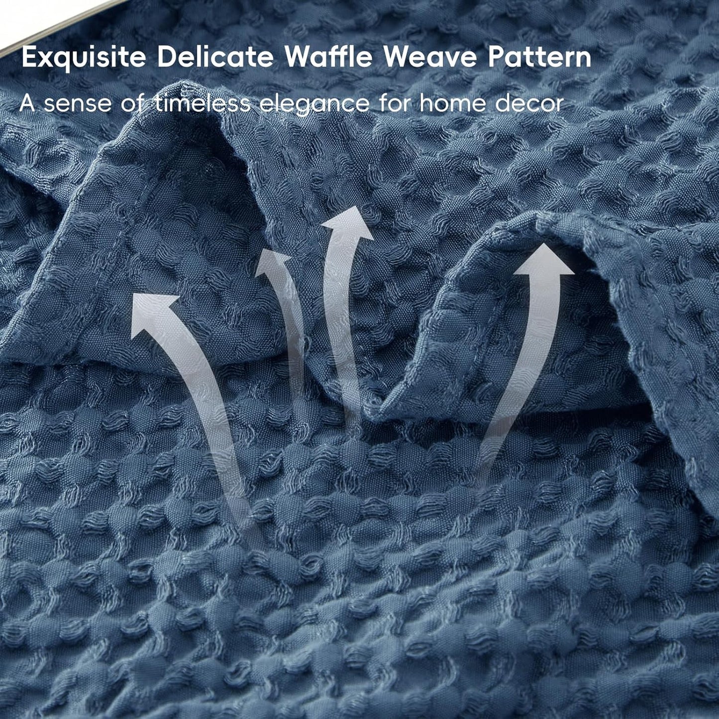 PHF Ultra Soft Waffle Weave Blanket King Size 104"x 90"- Washed Lightweight Breathablee Cozy Woven Blanket - Great for Couch Bed Sofa Home Car - Navy Blue