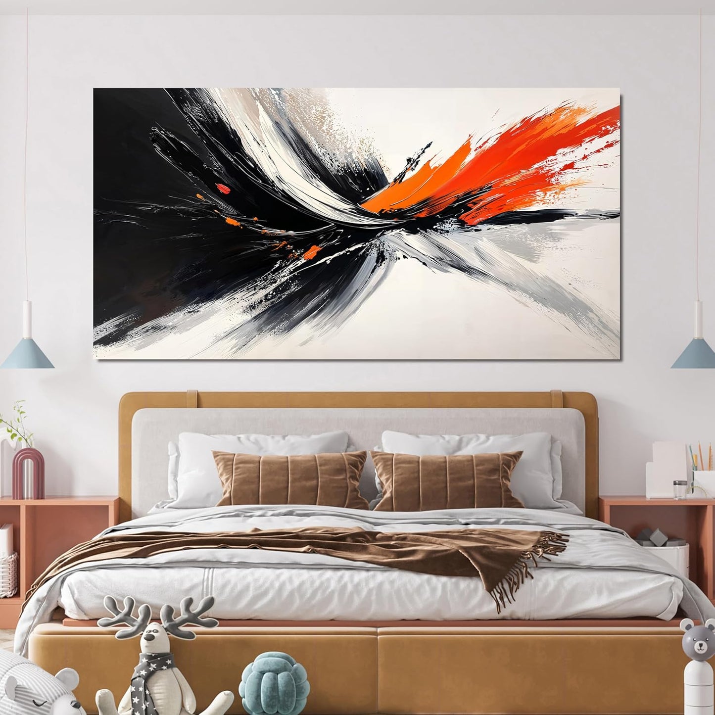 AIXMGSJS Canvas Abstract Wall Art Decor Modern Black and White Wall Art Prints Canvas Art Wall Decor Wall Art Pictures for Living Room Abstract Artwork for Walls Bedroom Office Decor 20" X 40"