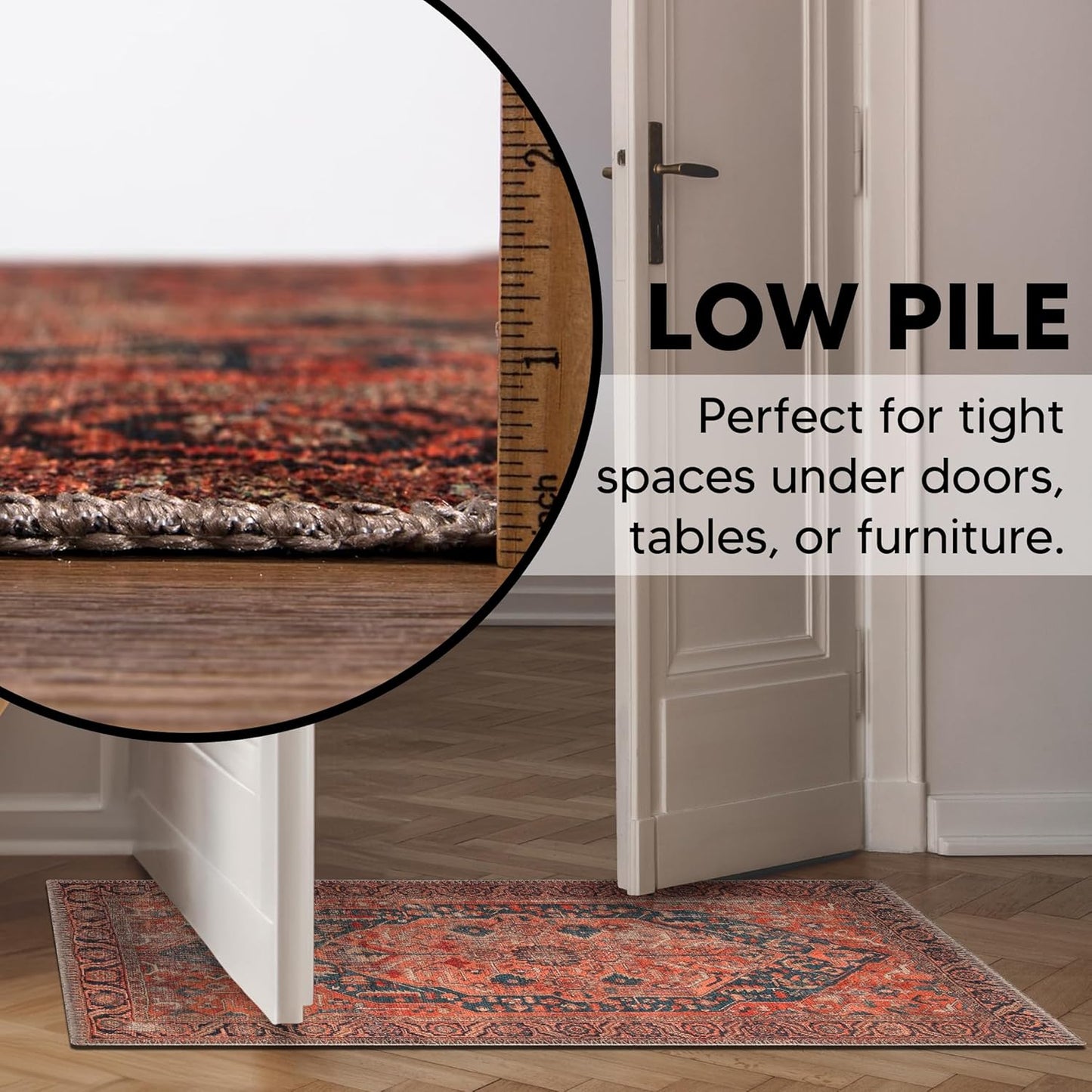 Keen Home Design 2x3 Rug - Machine Washable Entry Rug with Non-Slip Backing, Ideal for Enteryway, Kitchen, Bathroom, Laundry Room - Vintage, Easy Clean, Durable, Low Pile Rug - (2' x 3')