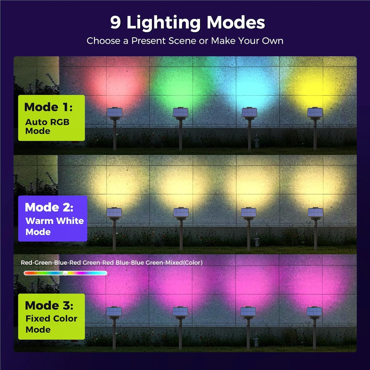 Color Changing Solar Spot Lights Outdoor Waterproof for Flag, Tree, House, Garden, Yard, Landscape Spotlights for Accent Uplighting Halloween Christmas Decorations-2 Pack