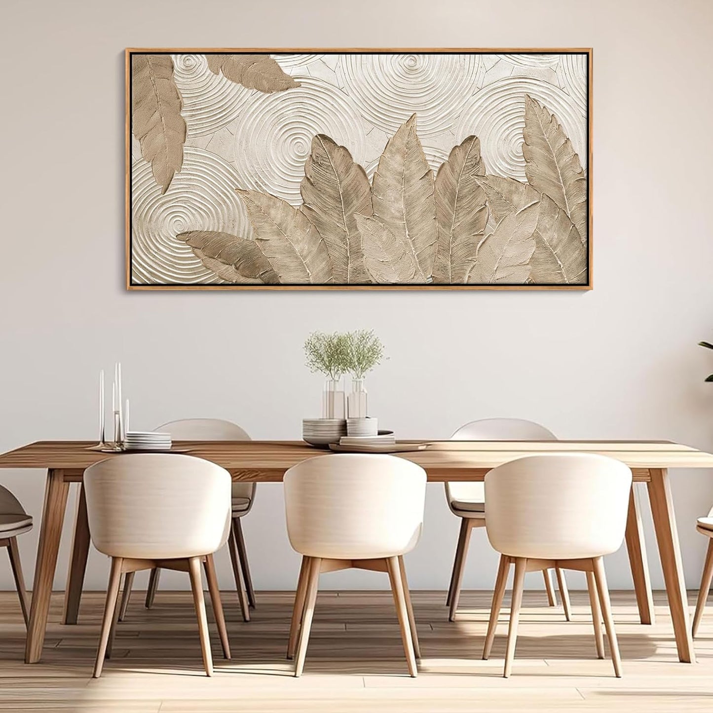 Minimalist & Modern Art for Bedroom Decor Framed Abstract Artwork for Walls Neutral & Contemporary Beige Wall art - Artwork for Living Room and Boho Style Large Abstract Wall Art 24×48IN
