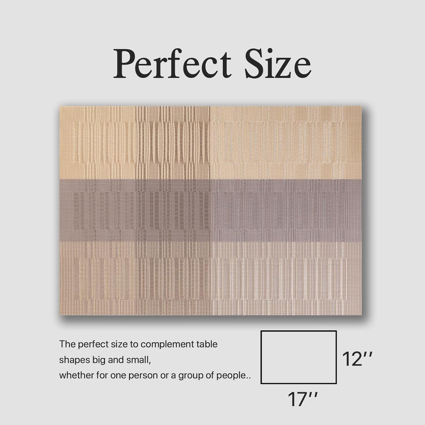 Placemats Set of 4 - Easy Clean Woven Vinyl Placemats for Dining Table, Indoor/Outdoor Place Mats, Washable PVC Table Mats （Gold Dune）