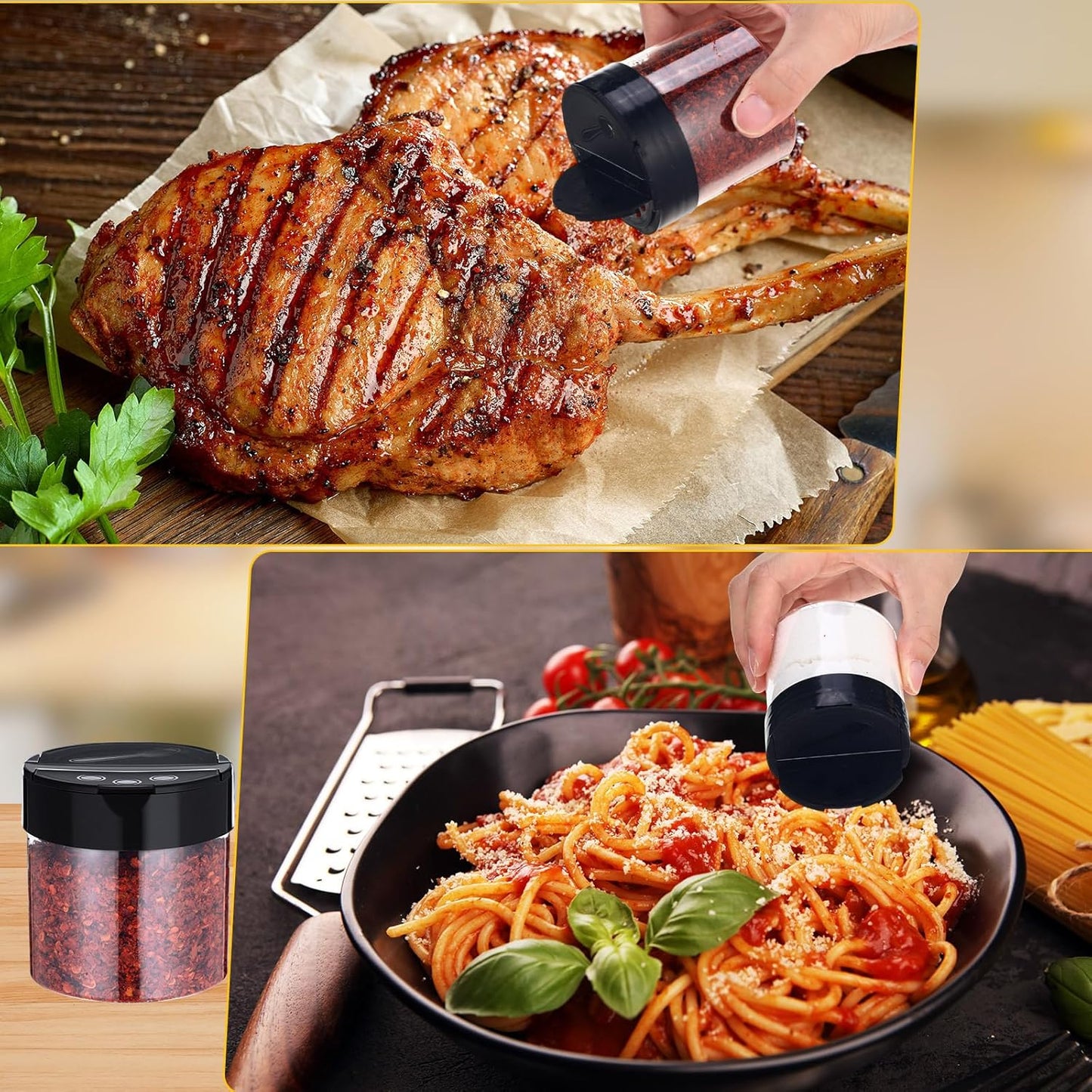 50 Pack 4.7 oz Plastic Spice Jars with Black Cap Empty Clear Plastic Spice Bottle Containers Reusable Seasoning Jars with Shaker Lids for Kitchen Storing and Dispensing Salt Powders