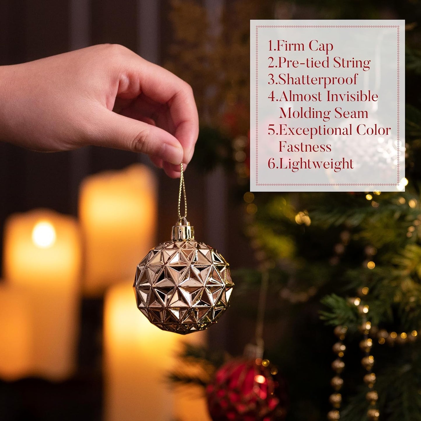 Valery Madelyn Christmas Tree Decorations Ornament Set for Fall Halloween, 50ct 2 Inches Light Gold Shatterproof Christmas Ball Ornaments Hanging Xmas Holiday Party Decor