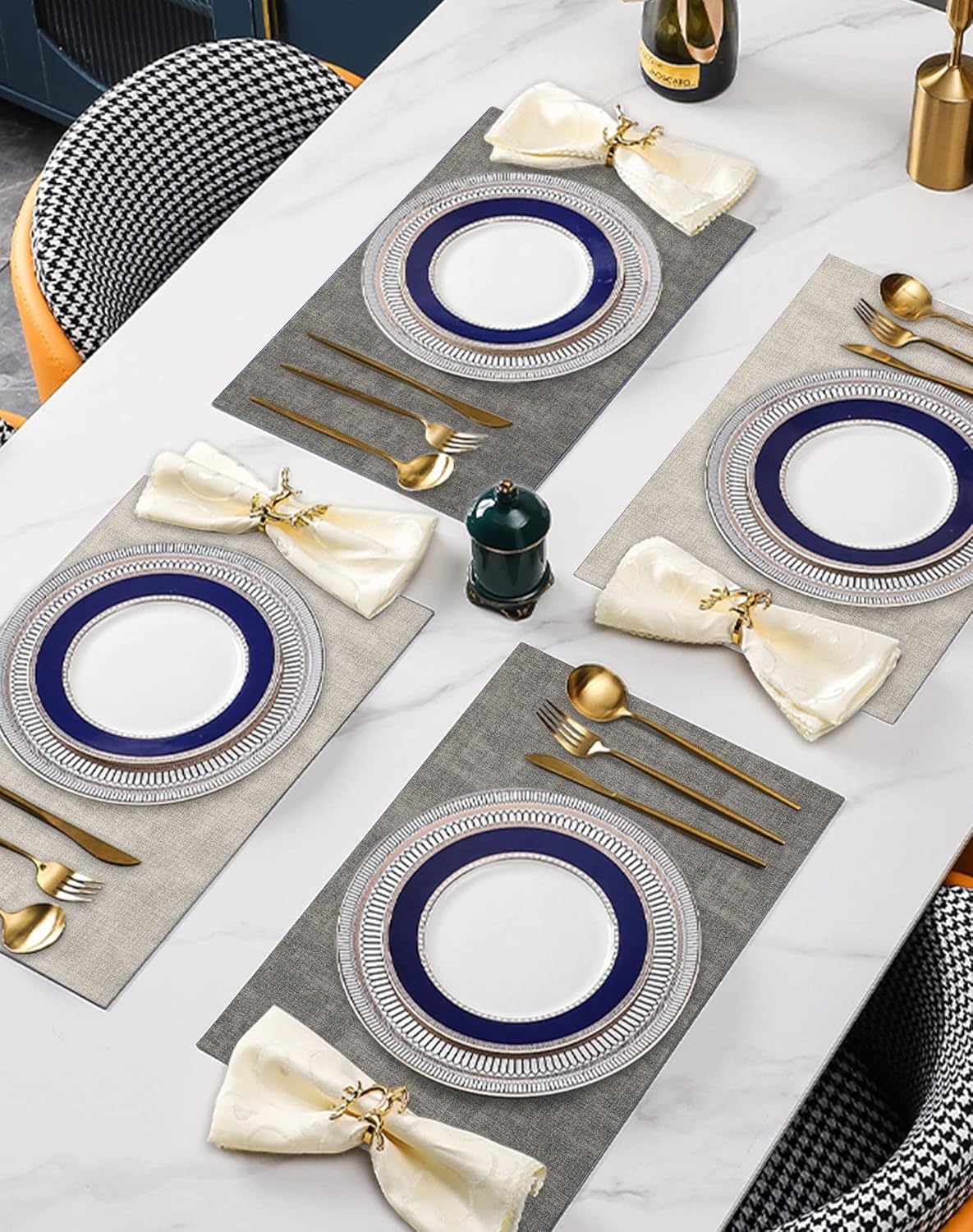 SUEH DESIGN Leather Placemats Set of 6 Reversible Table Mats Heat Resistant Waterproof No-Slip Place Mats for Dining Table Kitchen Parties