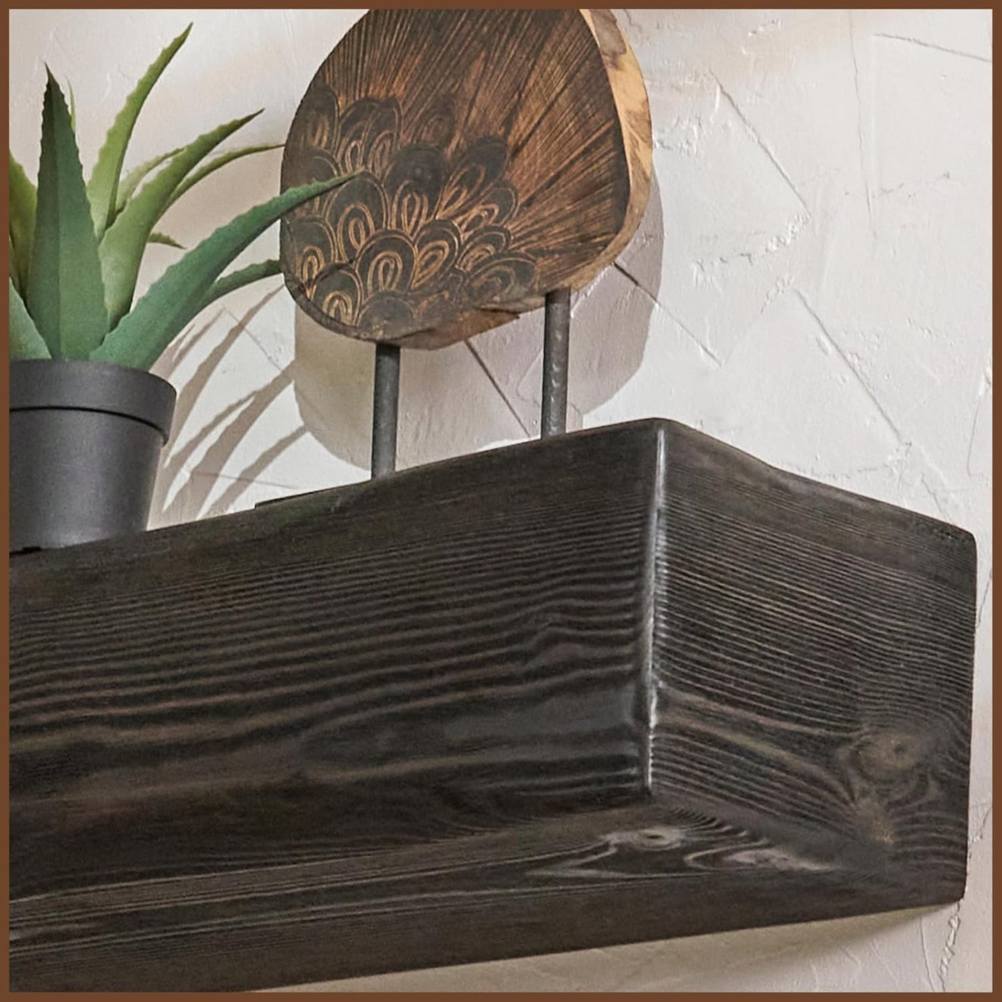 Handmade Fireplace Mantel Shelf 48", Extra Wide Rustic Wood Mantles for Over Fireplace, Wall Mounted Floating Mantel Shelves for Living Room Decor (Ebony, 48Lx6Hx8D)