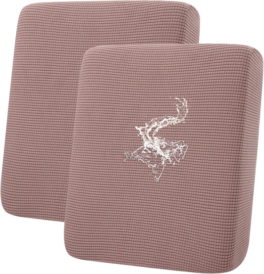 hyha Waterproof Couch Cushion Covers for Pets, Non Slip Sofa Seat Cover for Dogs Washable, Soft Thick Stretch Jacquard Fabric, Sofa Slipcovers with Elastic Bottom (2 Pieces, Camel)