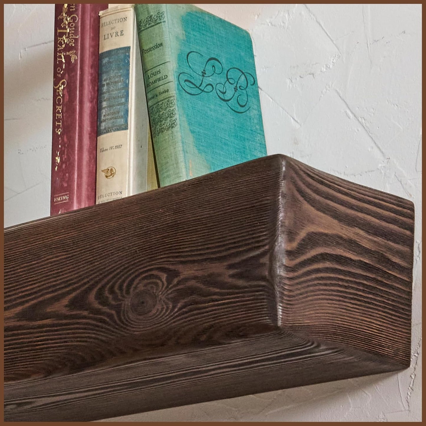 Handmade Fireplace Mantel Shelf 48", Extra Wide Rustic Wood Mantles for Over Fireplace, Wall Mounted Floating Mantel Shelves for Living Room Decor (Dark Walnut, 48Lx6Hx8D)