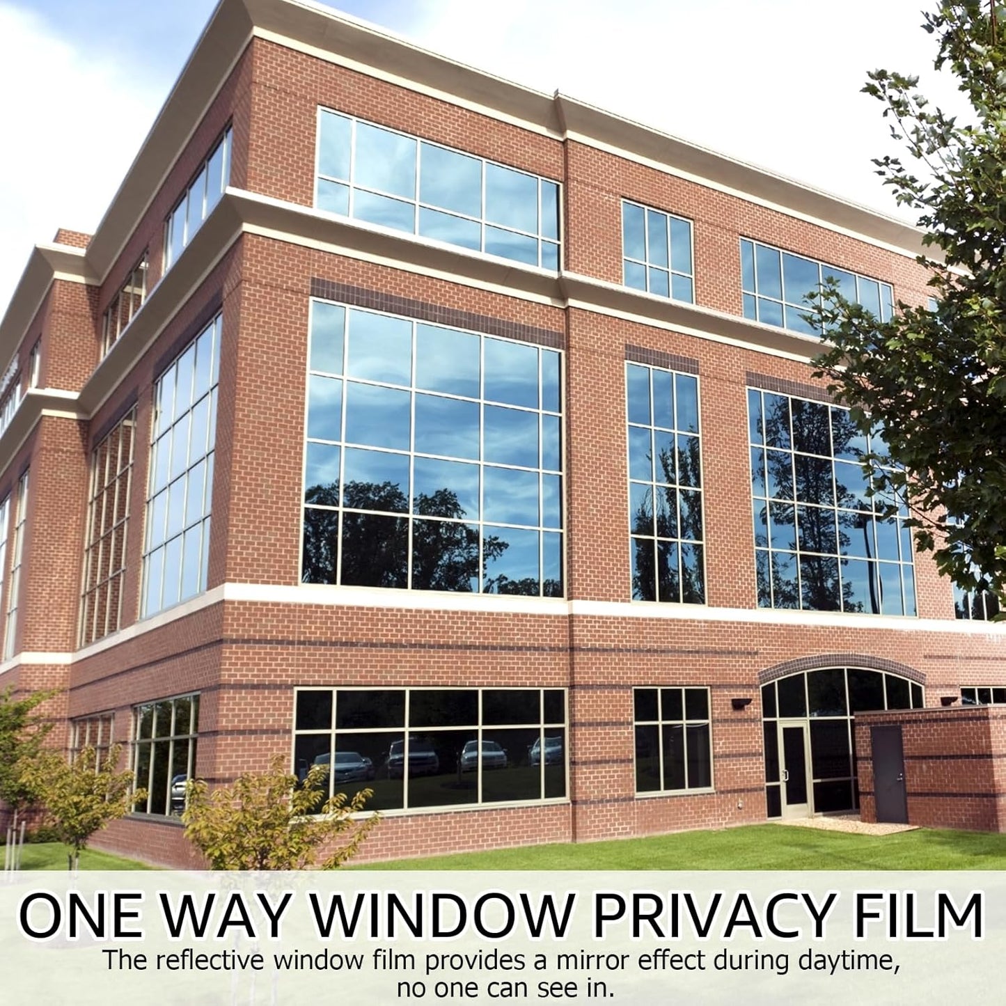 HIDBEA One Way Window Film, Daytime Privacy Sun Blocking Reflective Window Film No Glue Static Cling Heat Control Window Tinting Film for Home and Office, Black Silver, 23.6 x 78.7 Inch