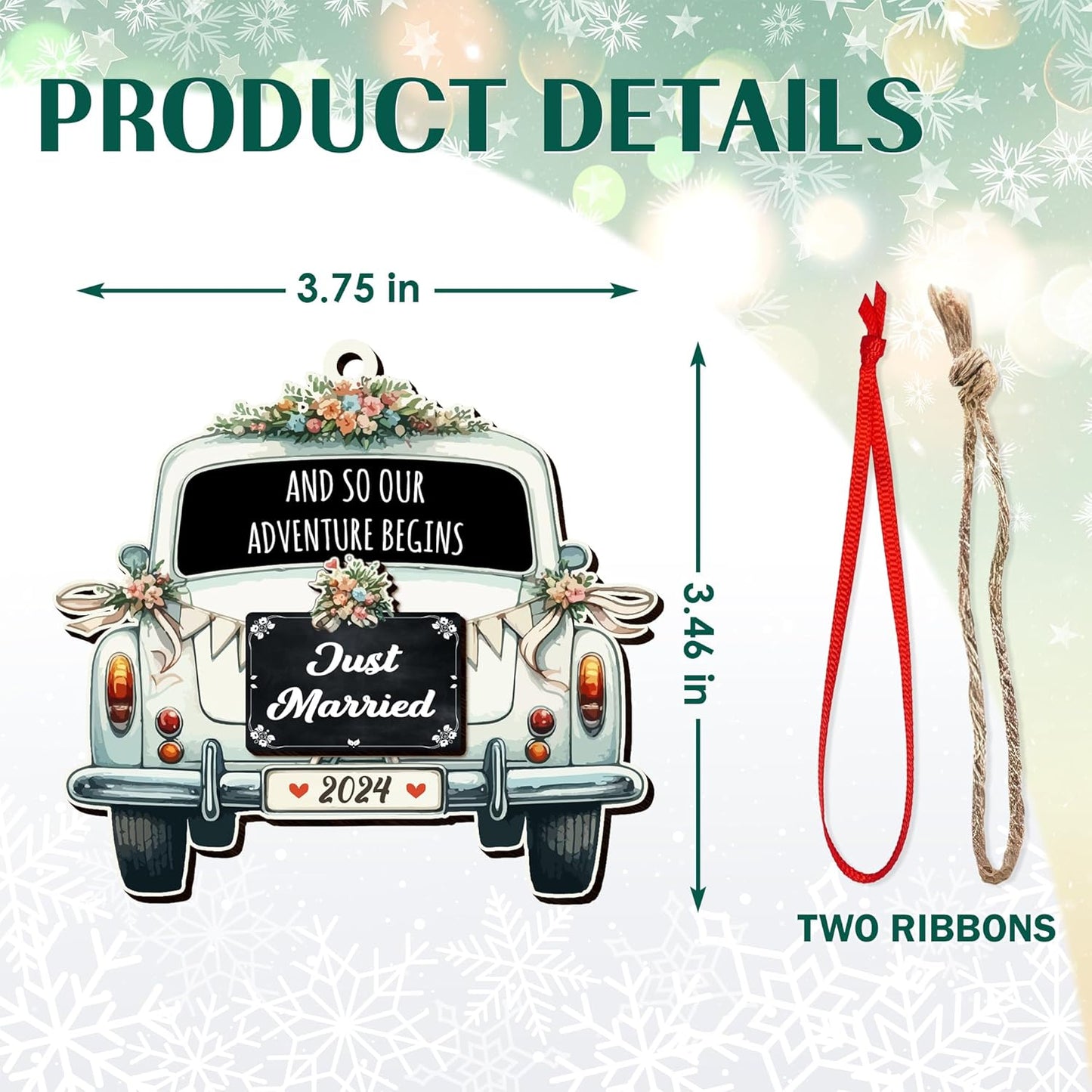 OASSIE Wedding Gifts for Couples 2025 - Christmas Ornaments, Just Married, Wedding Gifts for Newlyweds, Couple, Men, Women, Bridal Shower - Christmas Decorations Wooden Ornaments