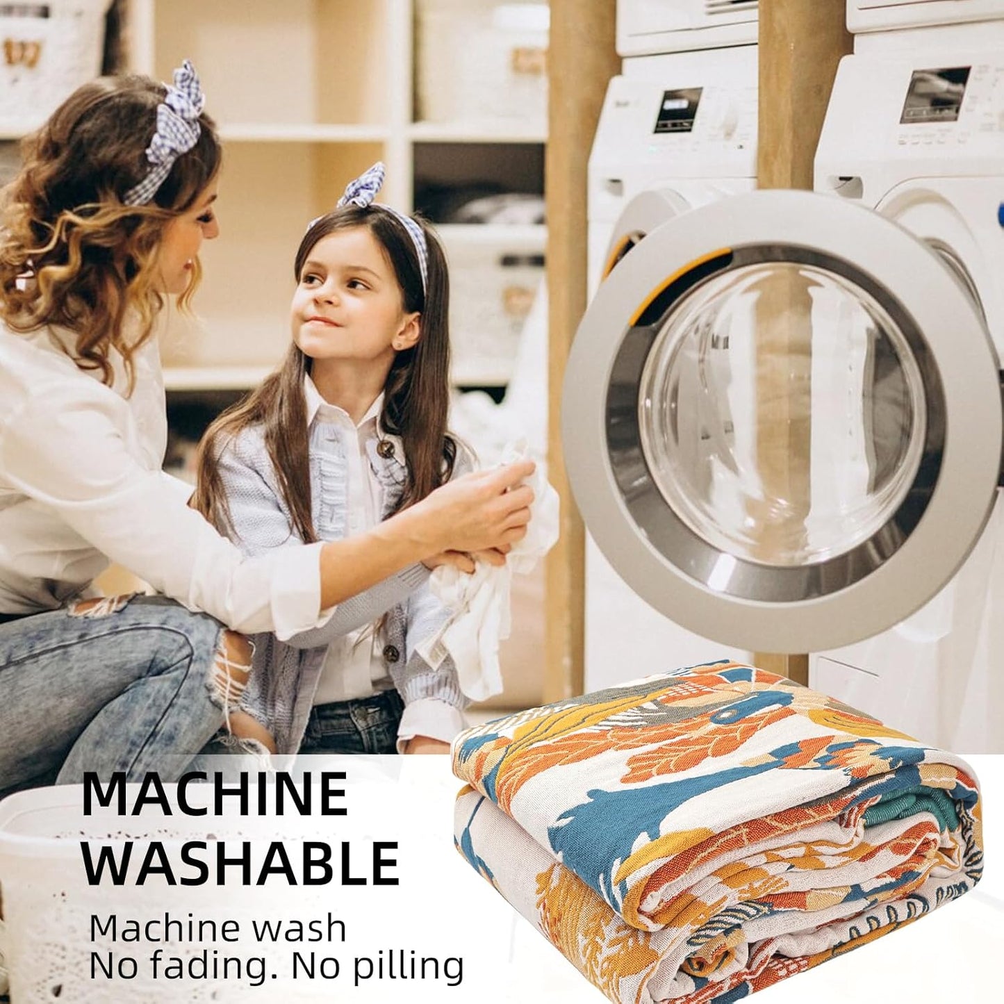 Boho Throw Blanket for Bed - 100% Pure Cotton Ultra Soft Rustic Quilt - Farmhouse Decor Bed Blankets, All Season Rustic Throw for Sofa Couch Chair(60"×80", Floral Bird)