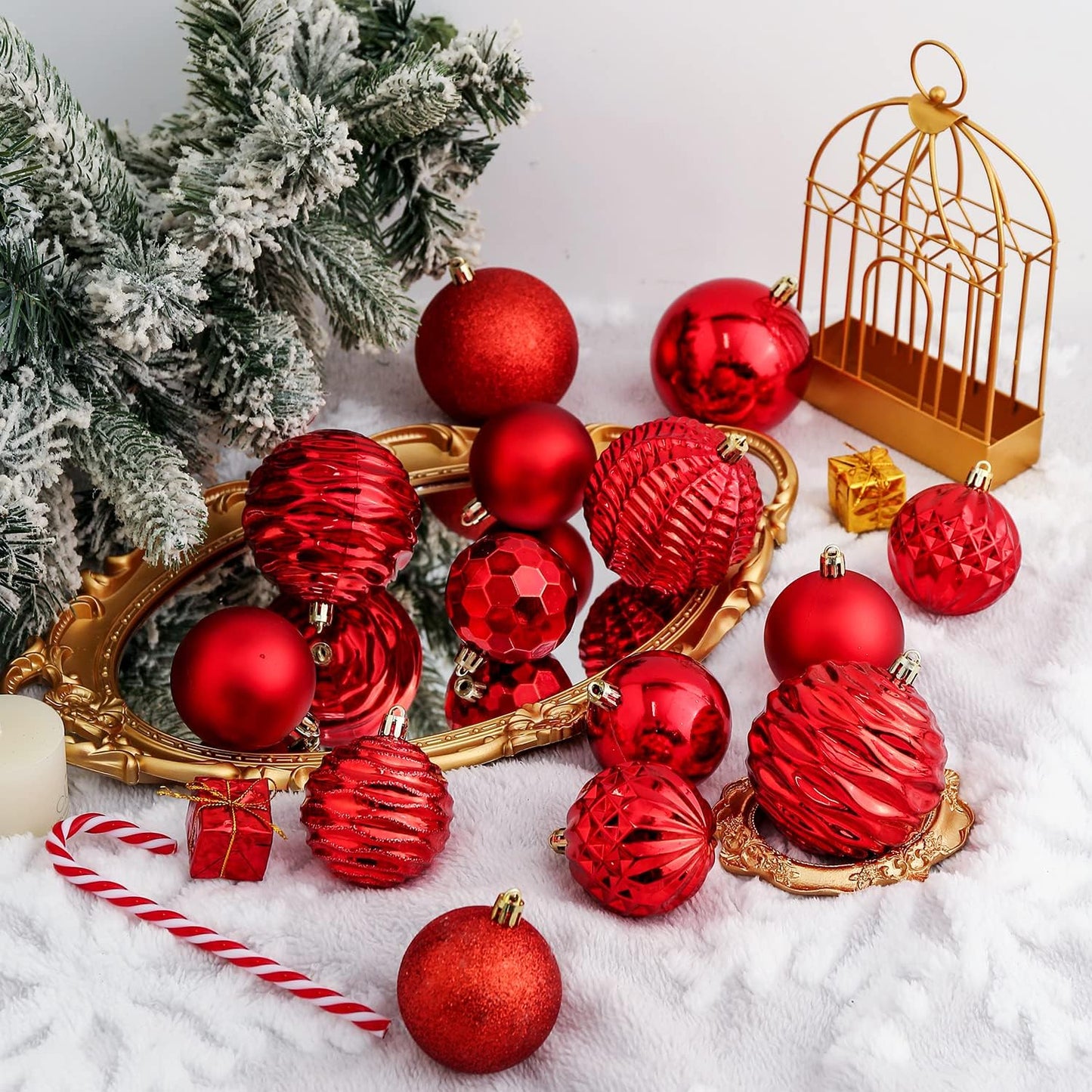 XmasExp 60mm/2.36" Christmas Ball Ornaments Shatterproof Christmas Ornaments Set Decorations for Xmas Tree Balls - 24ct (2.36'', Red)