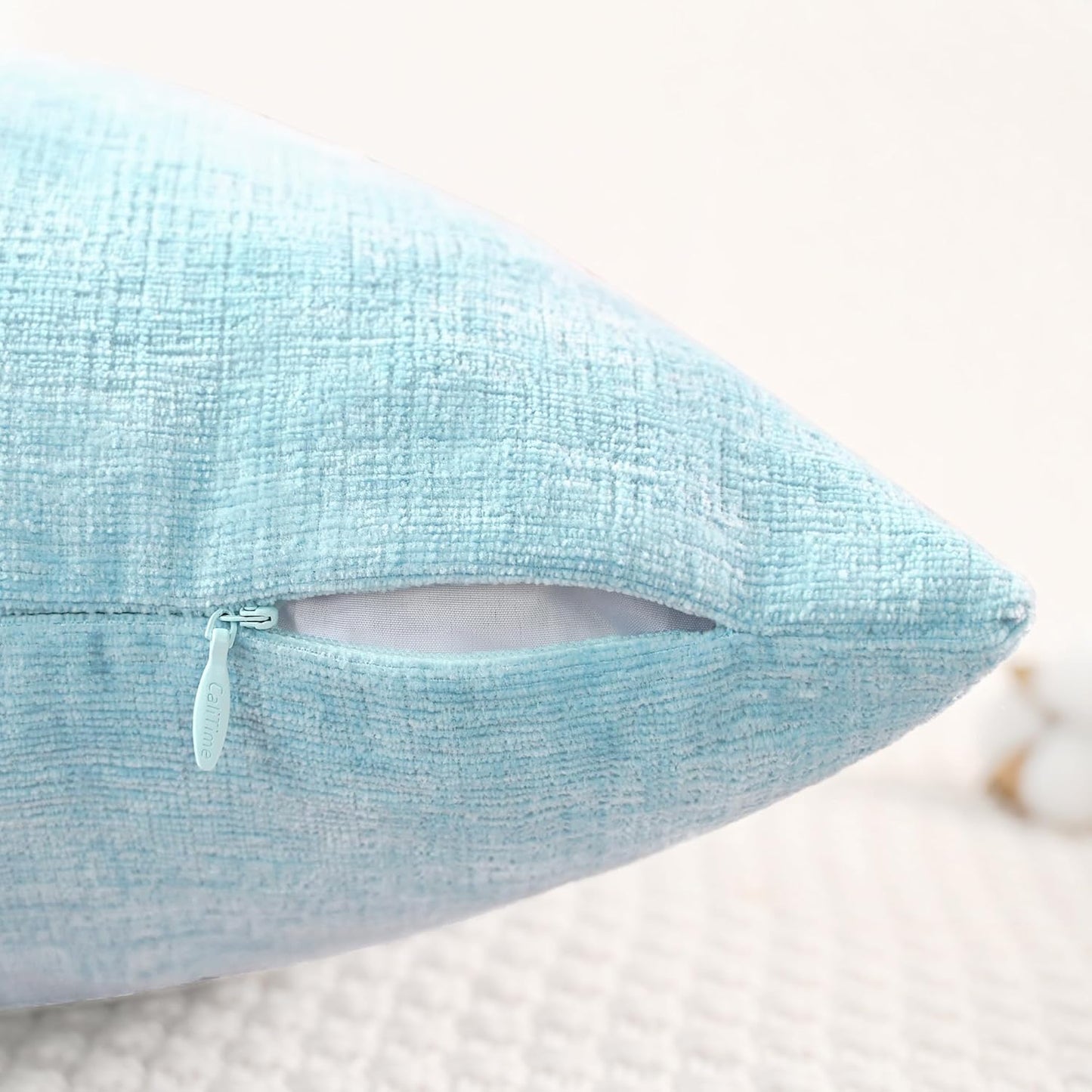 CaliTime Throw Pillow Covers Decorative 26 X 26 Inches Pack of 2 Cozy Chenille Cushion Cases for Couch Sofa Bed Living Room Home Light Blue Grey