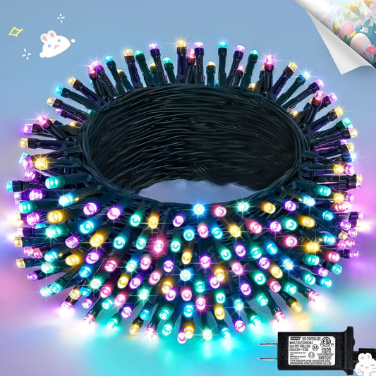 JMEXSUSS 200 LED 66ft Easter Lights String Green Wire, Pastel String Lights Plug in for Spring Bedroom Window Tree Room Outdoor Indoor Party for Easter Decorations