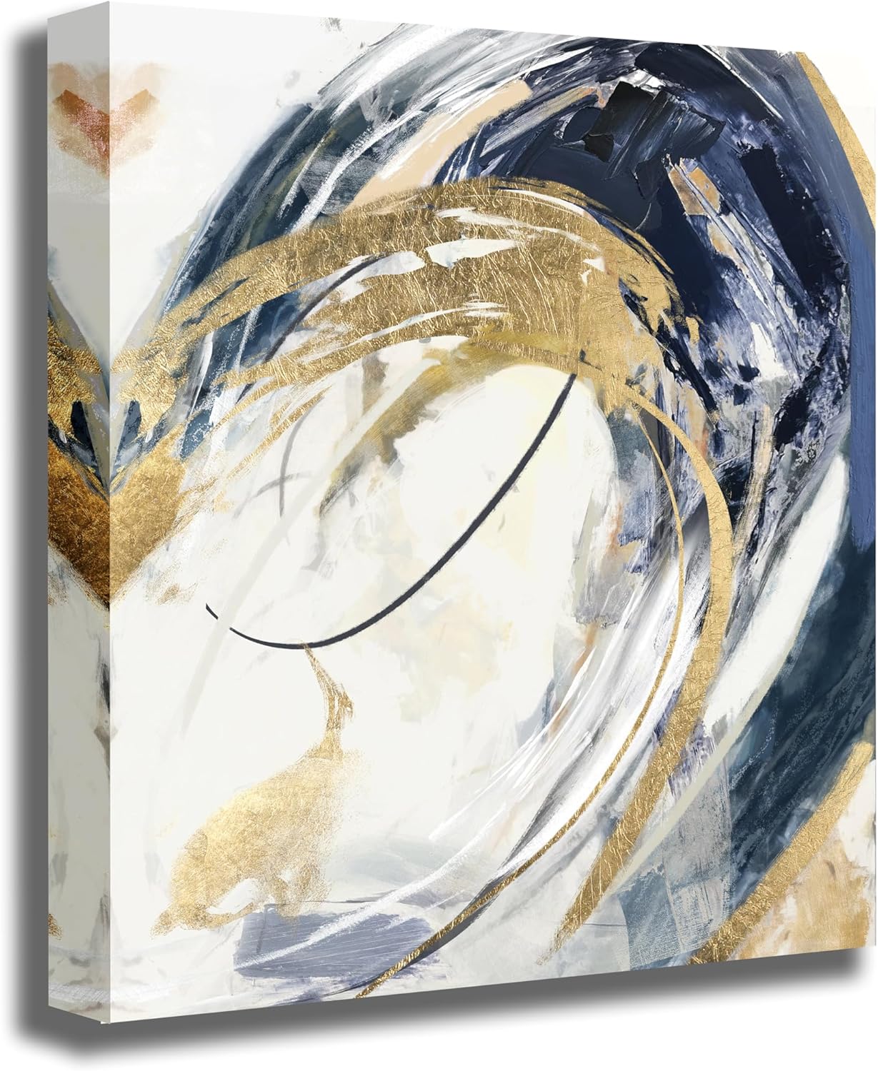 Belmrxne Abstract Art Blue and Gold Wall Art Modern Artwork Hanging Canvas Painting for Living Room Bedroom Dining Room Office Home Decor 12x16 inch