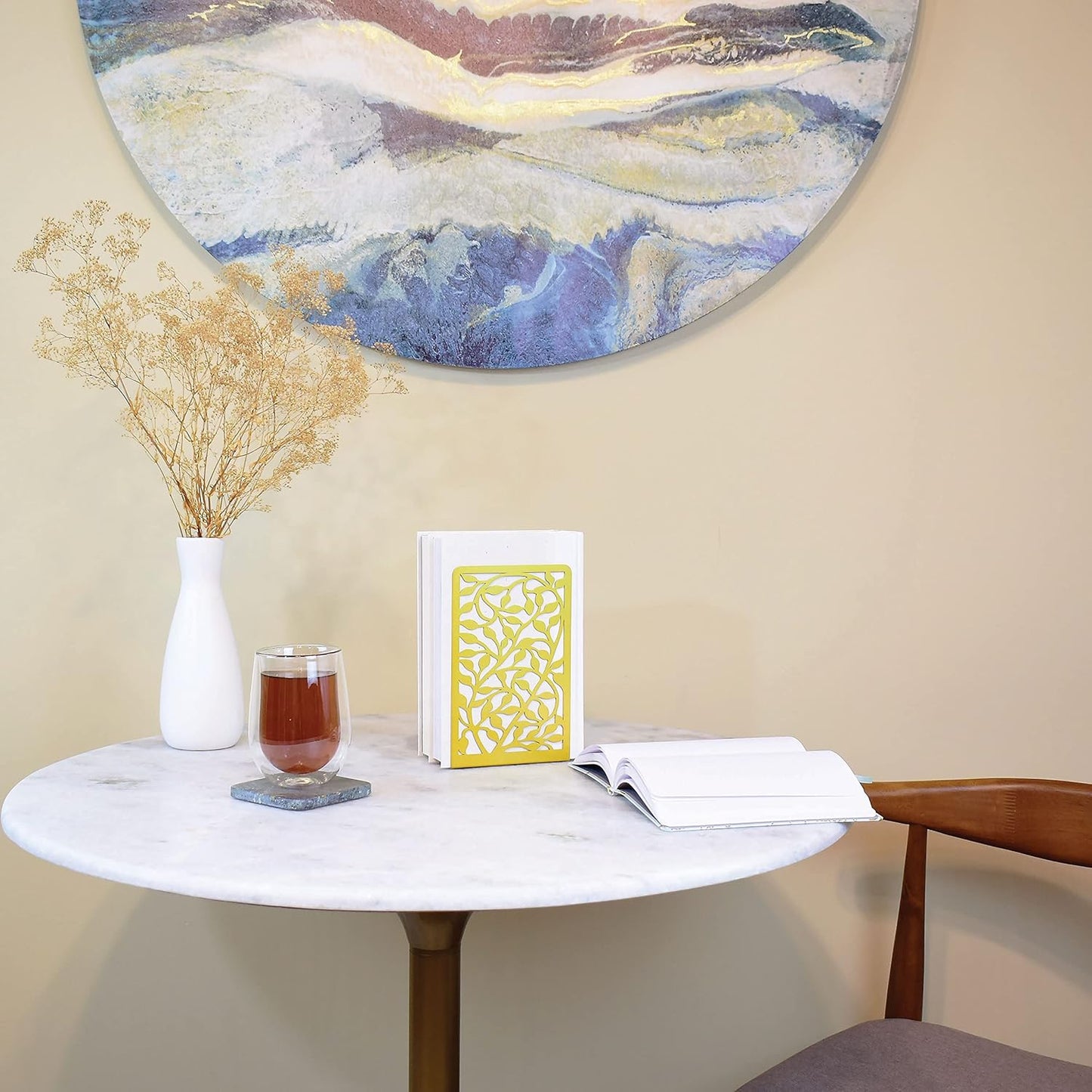 CNK Book Ends Bookends for Decorative Books Holder Bookend Shelves End Hold Heavy Duty Holders Stoppers Metal Stopper Cute Boho Bookshelf Holds Cookbook Office Home Set of 2 Bookends Pair Gold