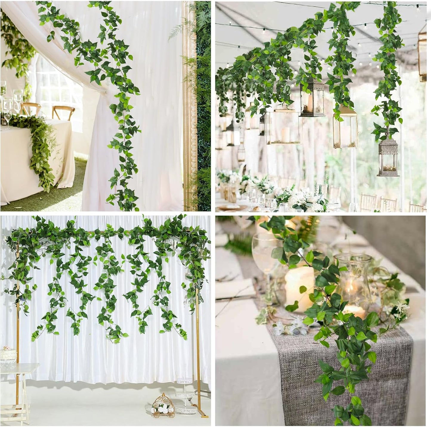 RECUTMS Artificial Vines Ivy Garland 6 Strands Fake Vine with Silk Green Leaves Hanging Plants Greenery Artificial Garland for Home Wall Bedroom Party Wedding Arch Apartment Room Decor