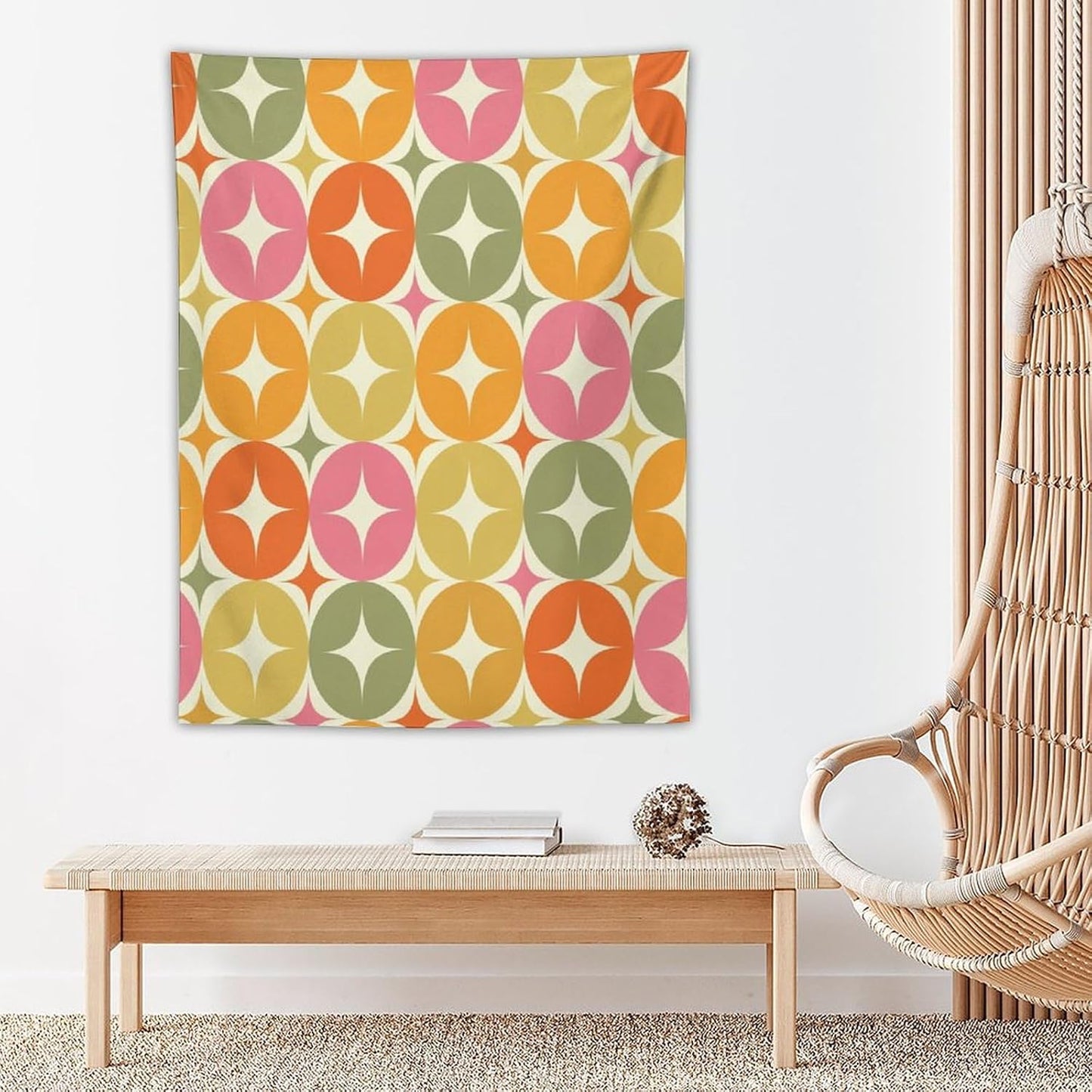 ICMOLYYENLO Abstract Cat Tapestry, Medieval Abstract Atomic Star Cat Vintage Home Wall Hanging Art Tapestry for Bedroom Living Room Dormitory 60x80 Inch