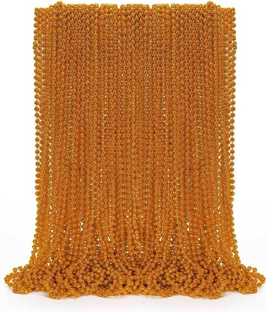 50PCS Bead Necklace, Orange Bead Necklaces Party Favors Bulk, 33" Mardi Gras Necklaces, Festival Parade Throw Accessories for Mardi Gras Halloween Wedding Party Celebrations Decorations