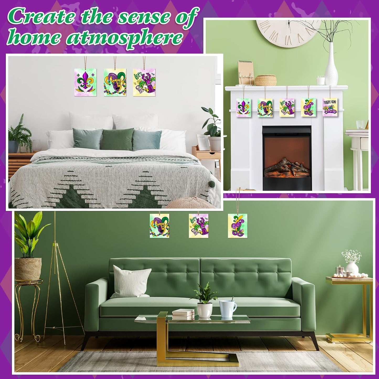 COCHIE 10 Pieces Large Mardi Gras Unfinished Wood Crafts to Paint for Adults and Kids, Bulk Predrilled Wooden Ornaments for Painting, Butterflies Paintable Wood Slices Craft Supplies with Ropes