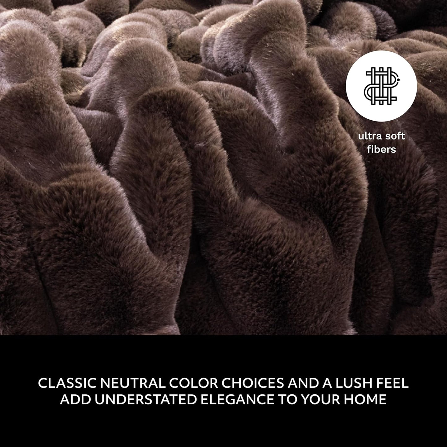 Mon Chateau Premium Reversible Luxury Faux Fur Throw for Couch, Sofa, or Bed - Plush Cozy Soft Blanket for Sleeping or Home Décor, 60" x 70" (Brown)