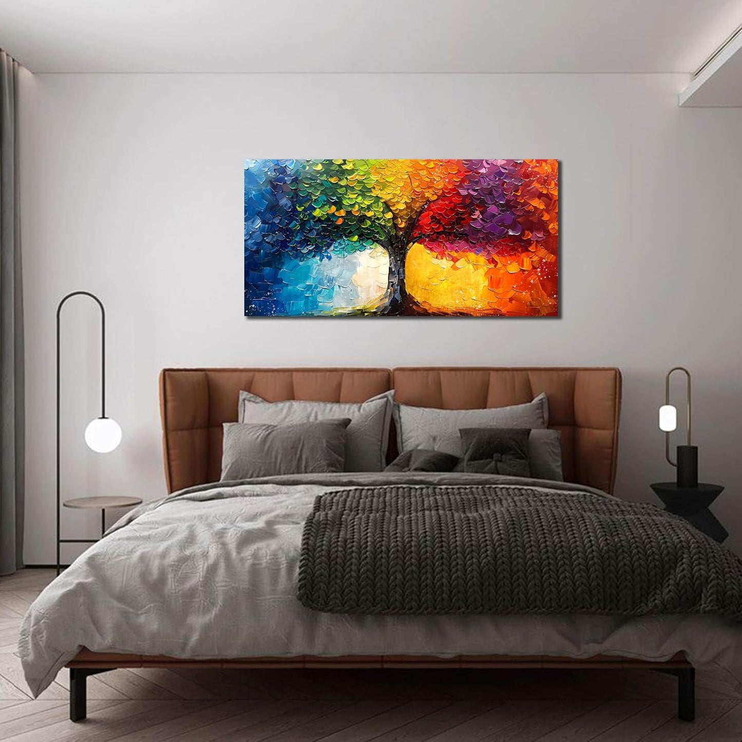 ZHAOSHOP Tree Wall Art for Living Room - Colorful Painting Wall Art for Bedroom - Home Office Decor Women Size 20" x 40"