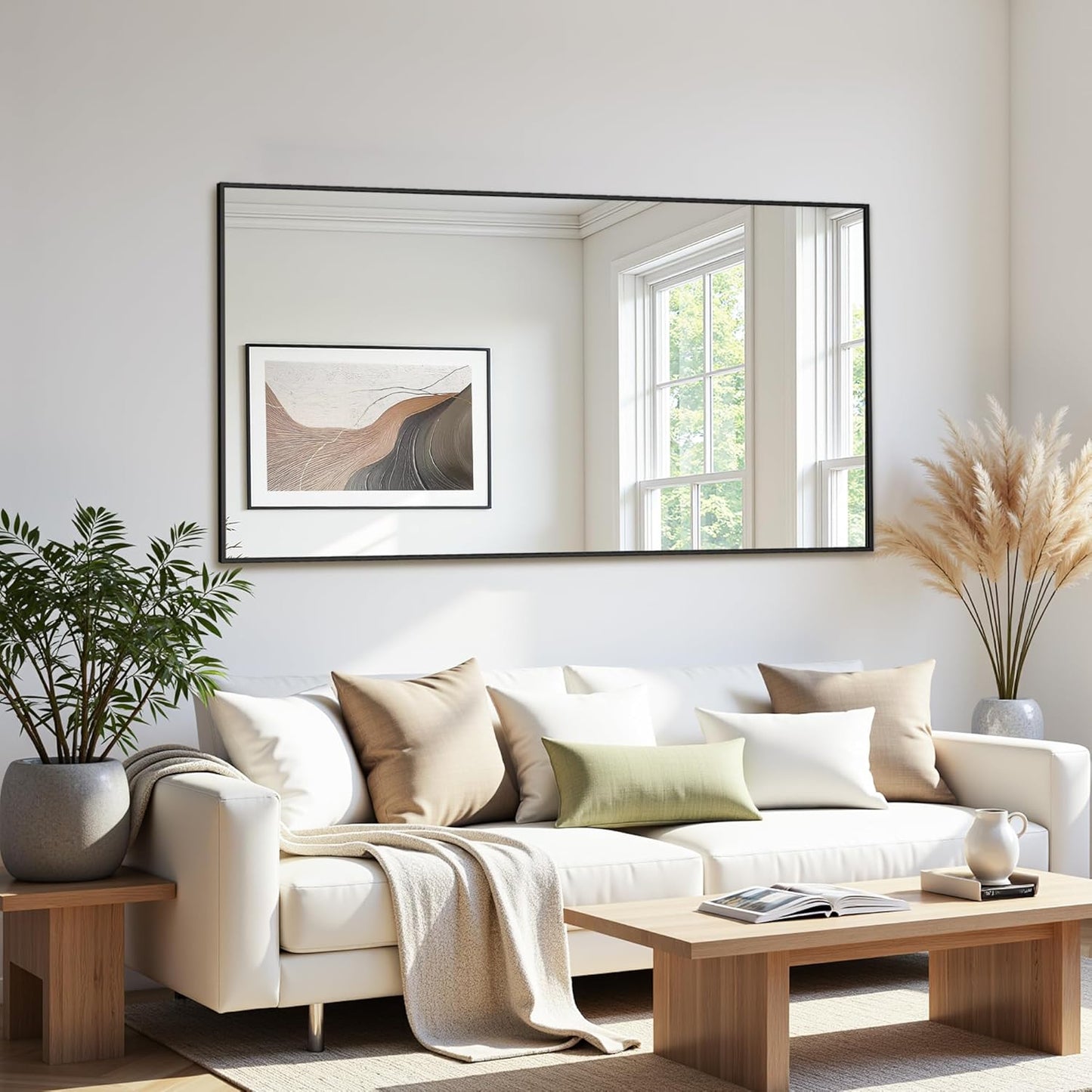 Bathroom Mirror 60" x 30", Large Rectangle Wall Mirror, Black Metal Frame Wall Mounted Mirrors for Bathroom, Vanity, Bedroom, Entryway Decor(Horizontal/Vertical)