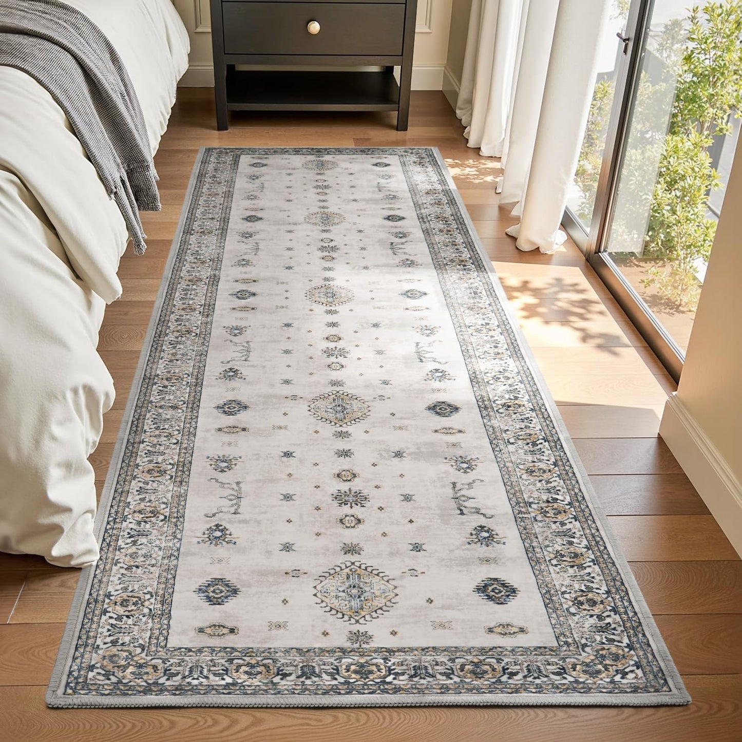 AMOAMI Vintage 2X10 Runner Rug Non Slip Soft Runners for Hallways Washable Hallway Runner Rug Bedside Rugs for Bedroom Long for Hallways Entryway Laundry Room Stair Kitchen Bathroom