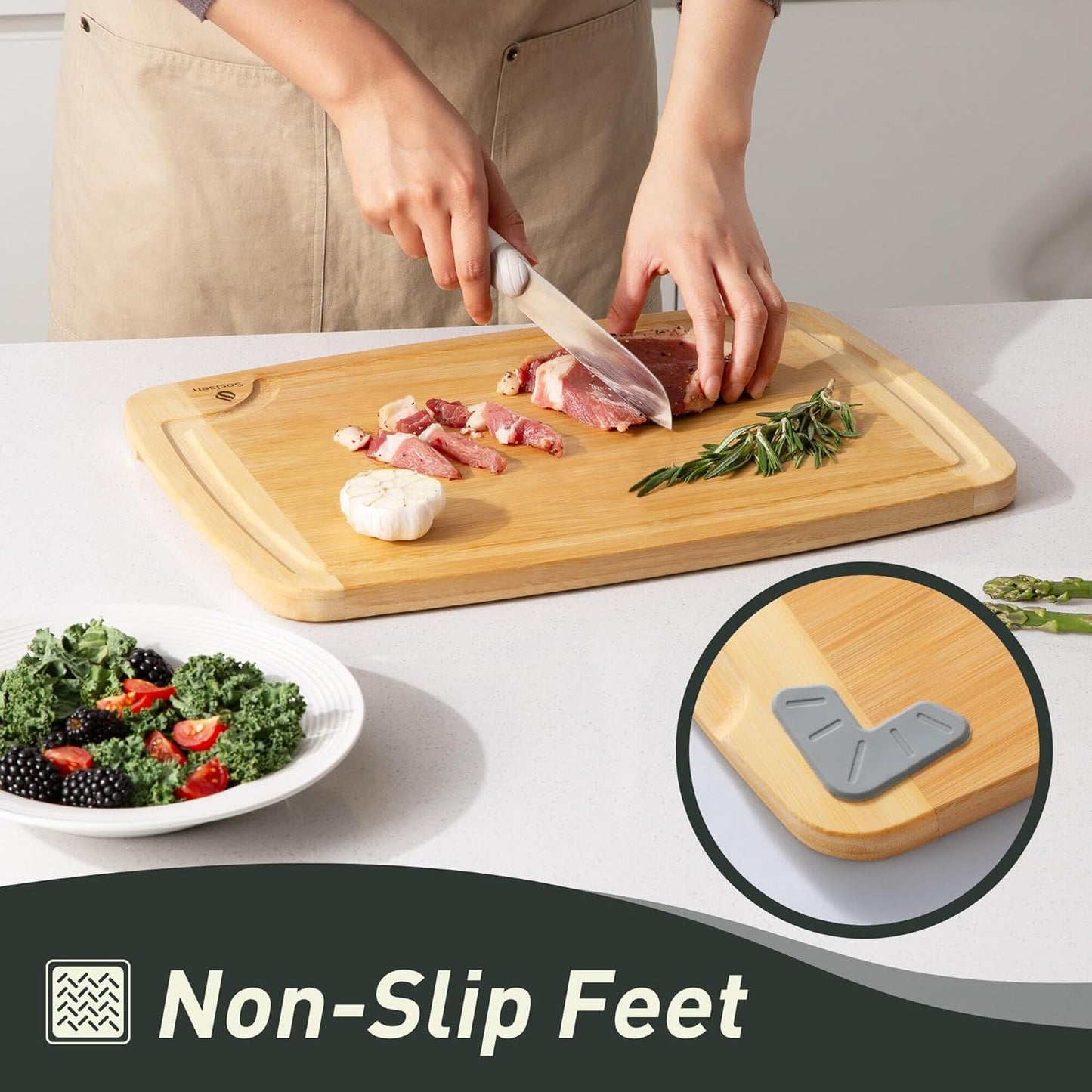 Bamboo Cutting Board Set Non Slip Feet with Holder Over Sink Wooden Cutting Boards Eating Grilling Biard Cutboard Biard Chtting Woodcutting Cuttingboards Voard Oard Bord 12x18 11 x 14 Baords Baord