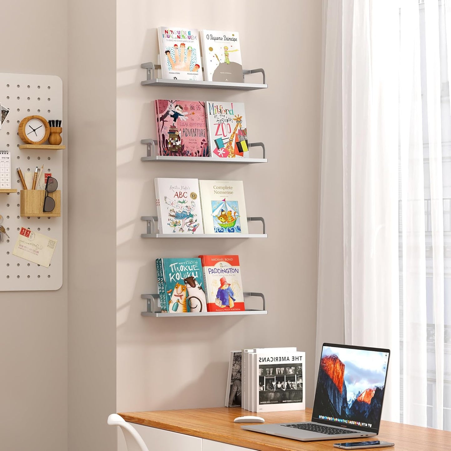 PUSDON Metal Wall Hanging Basket 2 Packs DIY Suitable for Multiple Scenes - Large Silver Grey Hollowout