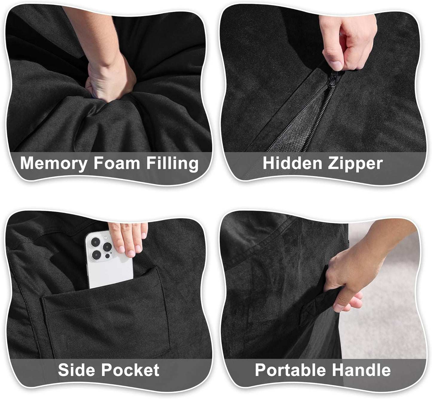 Hobestluk 4FT Bean Bag Chair Giant Bean Bag Chairs for Adults Large Bean Chairs with Removable Cover, Beanbag Chair with Filler, Adult Bean Bag Chairs for Living Room, Bedroom