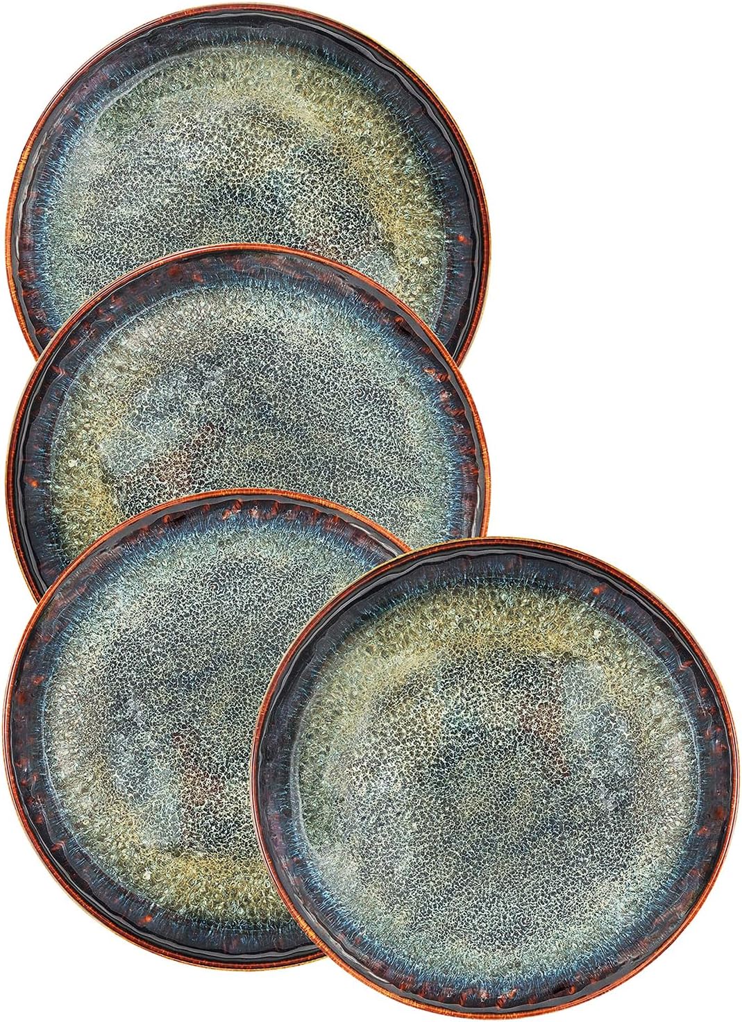 Ceramic Dinner Plates Dish Set,Set of 4,for Lunch snacks -Microwave Oven & Dishwasher Safe,Scratch Resistant,Dinnerware Kitchen Porcelain Serving Dishes 10 Inch Round