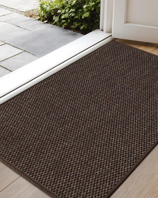 Color&Geometry Door Mat 17"x29", Front Door Mat Indoor Rugs for Entryway, Non Slip Washable Low-Profile Inside Doormat, Entry Mat Entry Rug Door Mats Indoor Entrance, Brown (Rolled-up NO Creases)