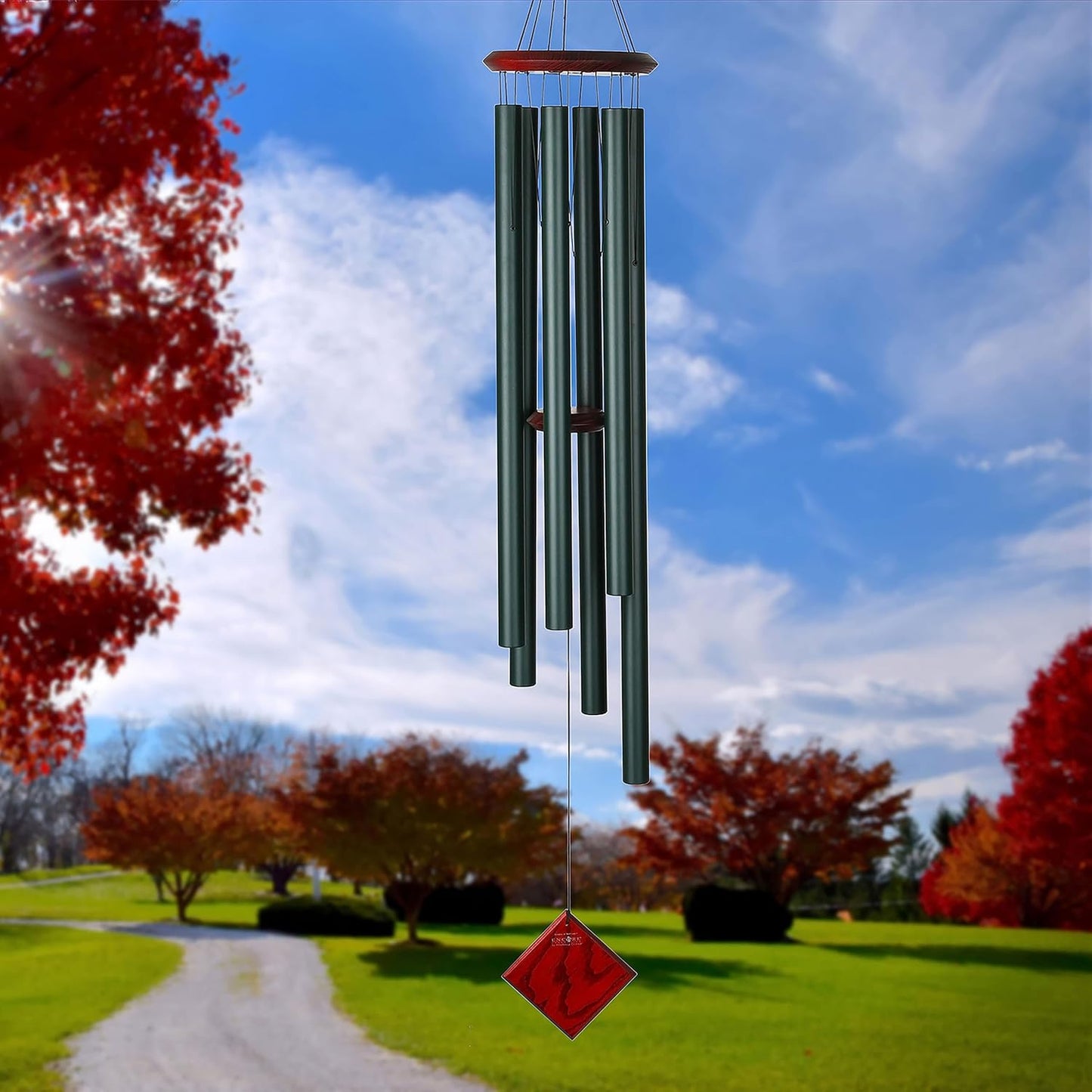 Woodstock Chimes Neptune Wind Chime for Outside 54" Large Evergreen, Deep Tone Sound for Outdoor Garden, Patio, Porch Decor, Encore Collection DCE54