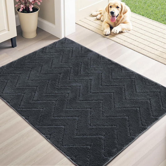 Stiio Front Door Mat Indoor Outdoor Entrance 20x31.5 Inches, Non Slip Washable Entry Rug, Dog Doormat, Absorbent Entrance Mat for Front & Back Door, Muddy Wet Shoes & Paws, Dark Grey