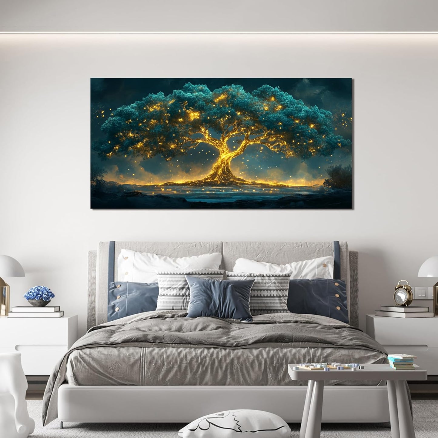 Canvas Wall Art Decor Artwork for Walls Green Gold Wall Art Decor Tree of Life Wall Art for Living Room Tree Wall Decor Art Wall Art Paintings Prints Art Work for Room Home Office Wall Decor 20" X 40"