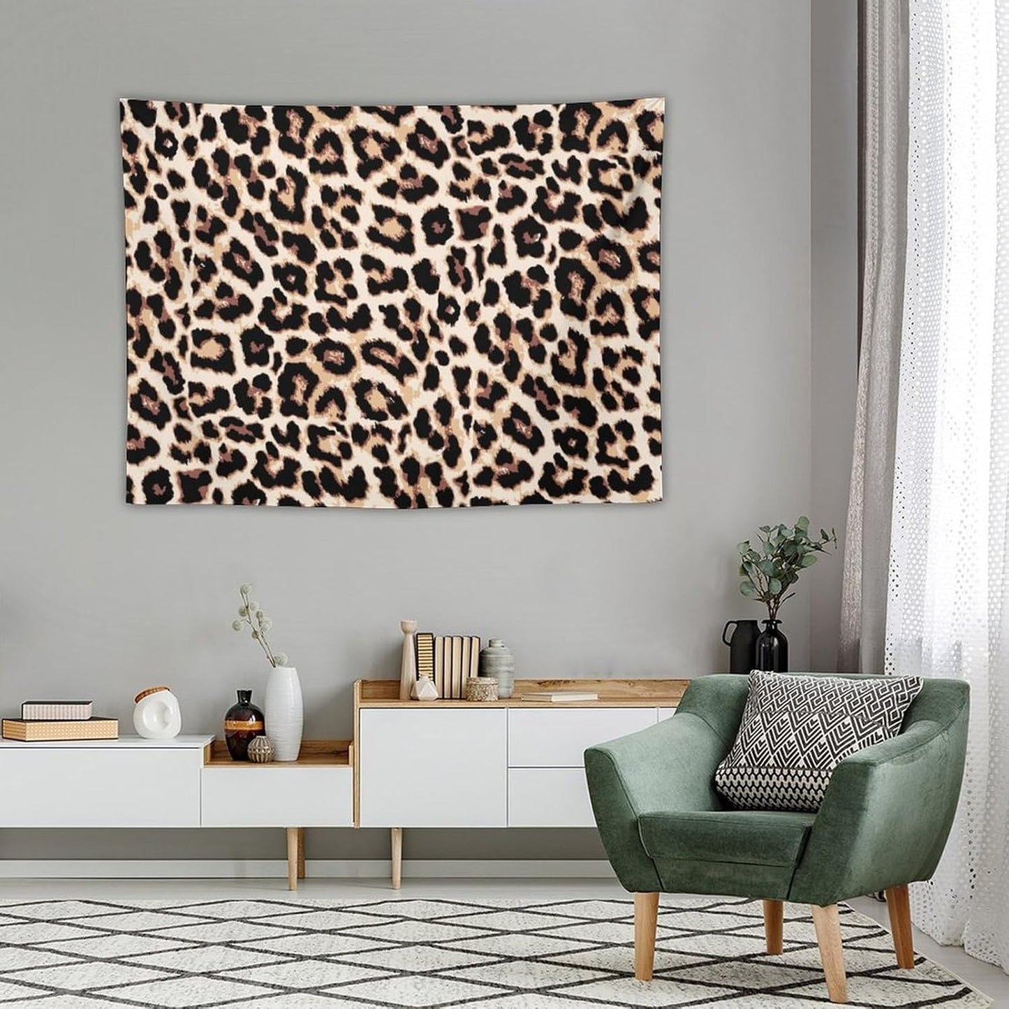 HZOHNAGO Leopard Print Tapestry Rustic Brown Leopard Wild Animal Printed Wall Tapestry Painting Wall Hanging for Bedroom Living Room Dorm 40" W x 30" H