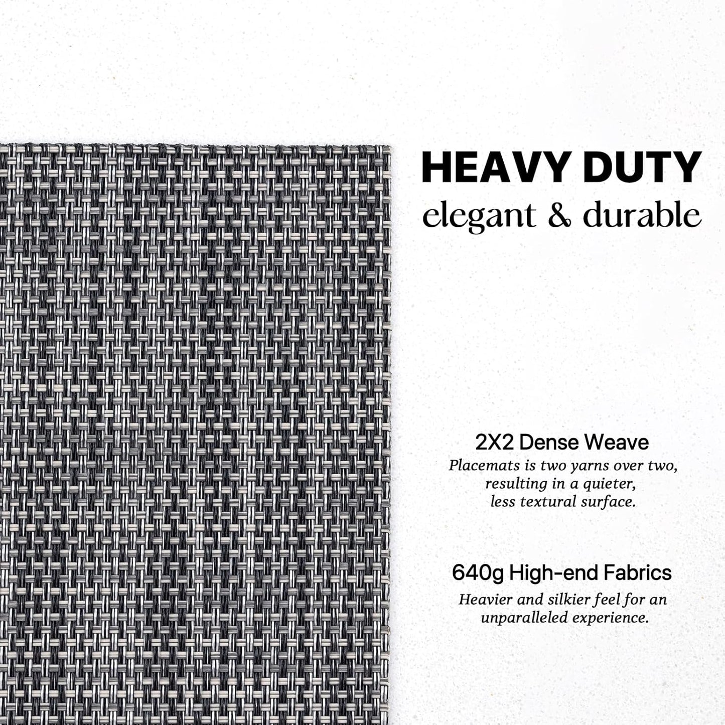 LEXMORE Placemat Set of 4 Vinyl/Plastic Woven Place Mats for Kitchen Table Indoor/Outdoor Washable Placemat Wipeable Dining Table Mats(Dark Gray)