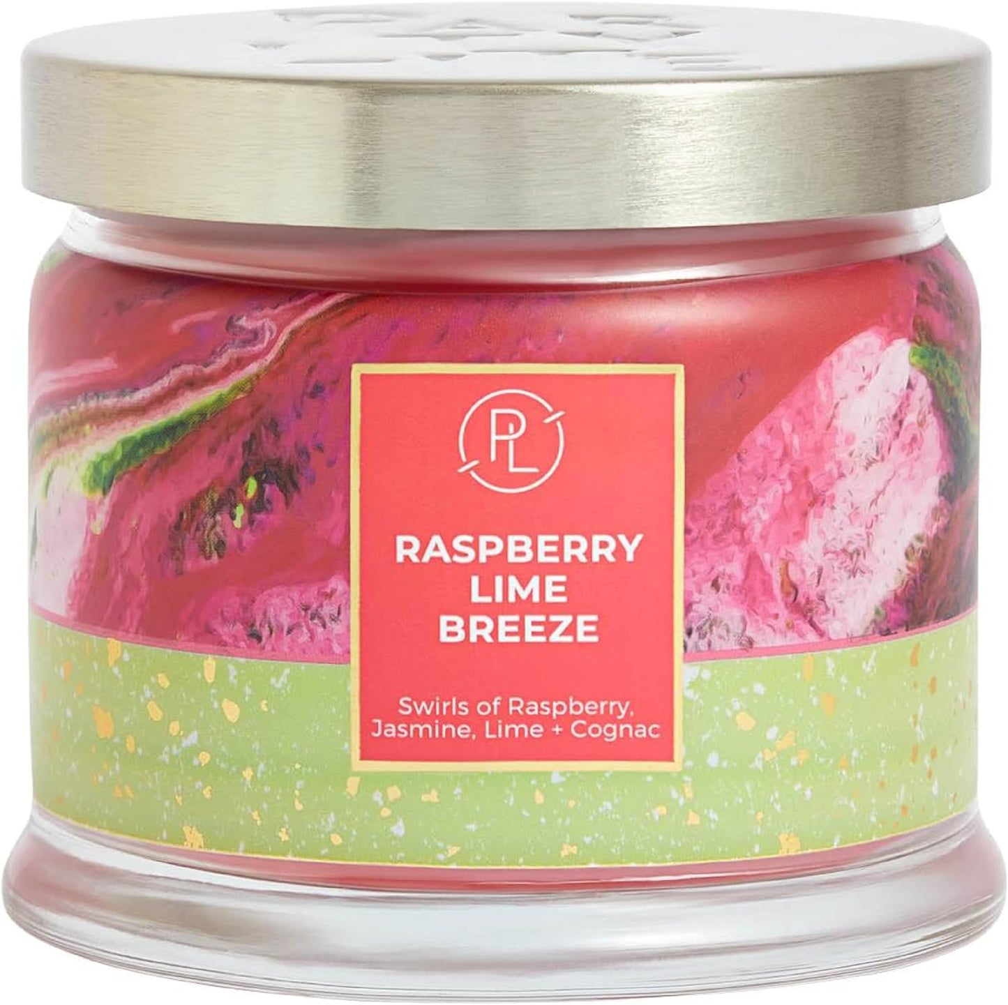 PartyLite 3-Wick Jar Candle, Highly Fragranced Clean Burning Glass Candle, 25-45 Hours Burn Time (Raspberry Lime Breeze)