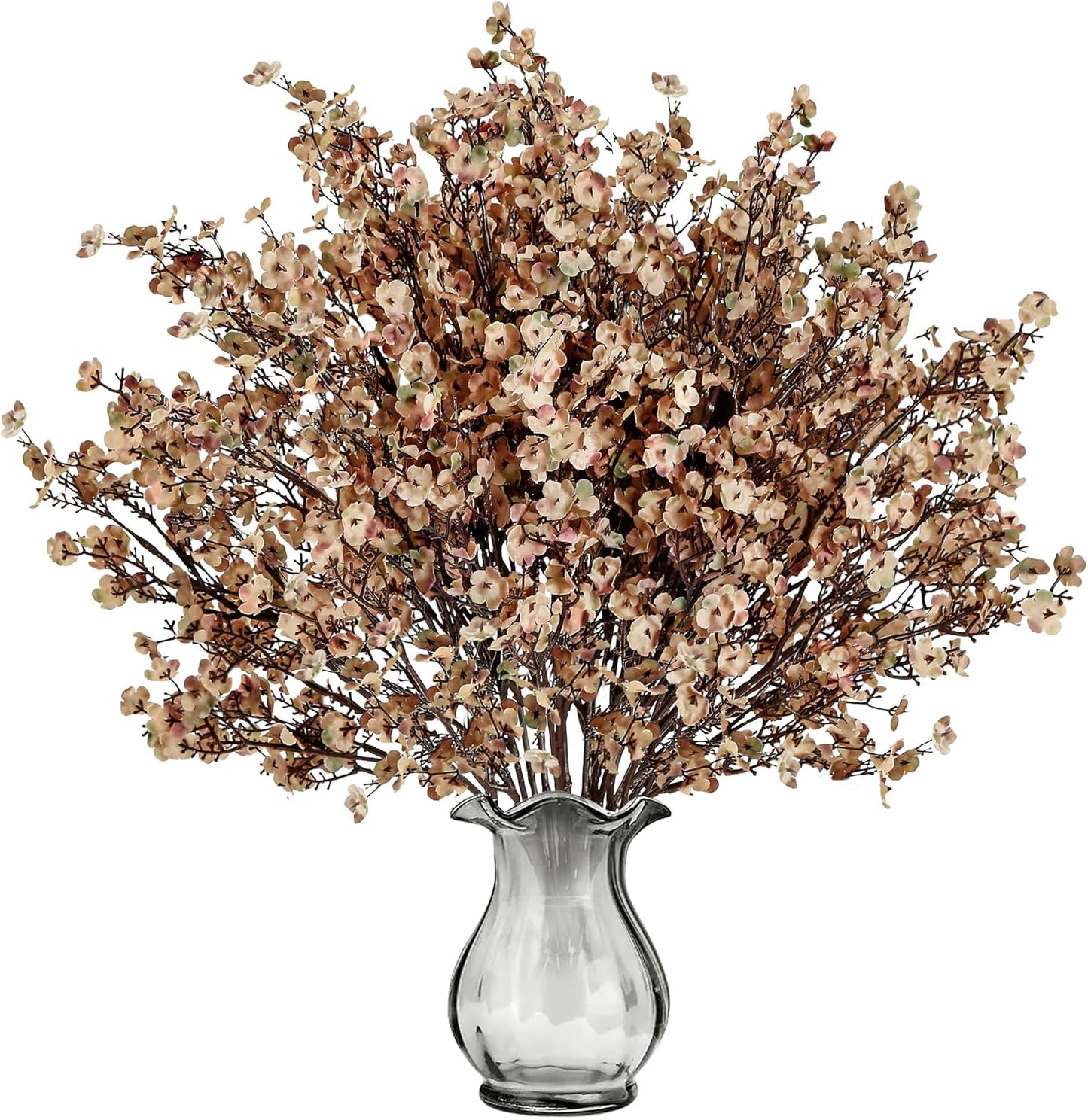 Sggvecsy 15 Pcs Babys Breath Artificial Flowers Gypsophila Bouquets Bulk Real Touch Fake Silk Flowers for Home DIY Floral Arrangement Table Centerpiece Fall Thanksgiving Autumn Decoration (Skin Brown)