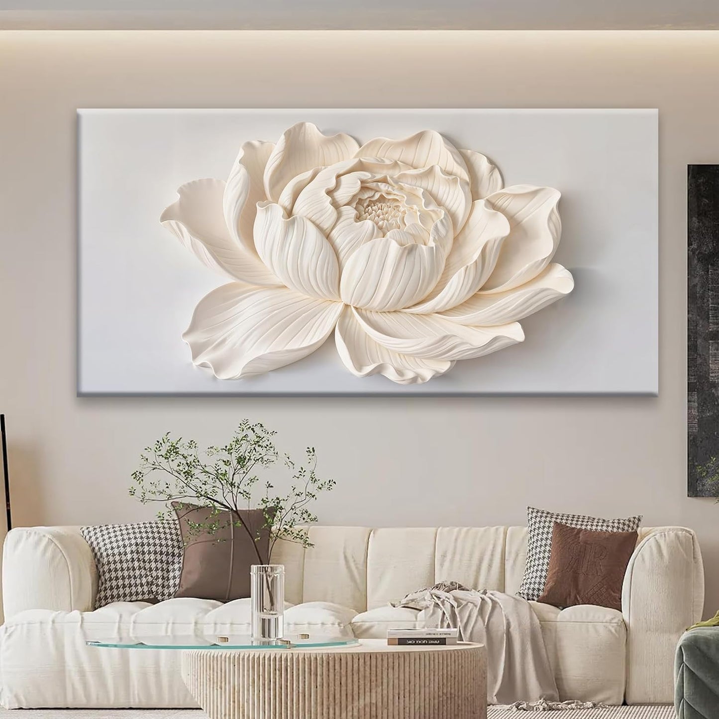 TAIJXAGSG Large Canvas Wall Art Decor For Living Room Pictures White Flower Wall Art Decoration Artwork Wall Art Modern Painting Pictures For Bedroom Home Kitchen Office 29"X 58"