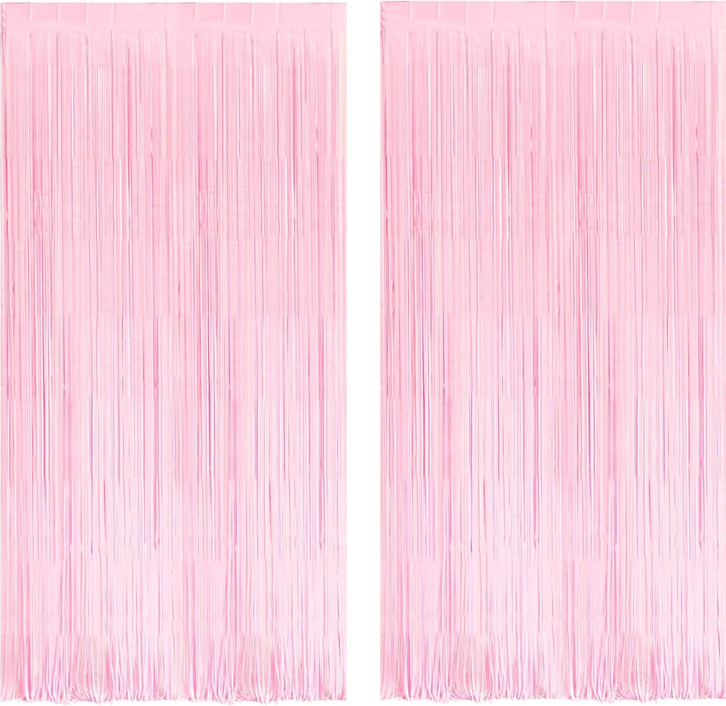 BRAVESHINE Pastel Pink Foil Fringe Curtains Tinsel Backdrop - 2 Pack Photo Booths Party Streamers Supplies for Halloweens/Boo Girls Princess Birthdays Bridal Shower Bachelorette Sweet Bow Decorations