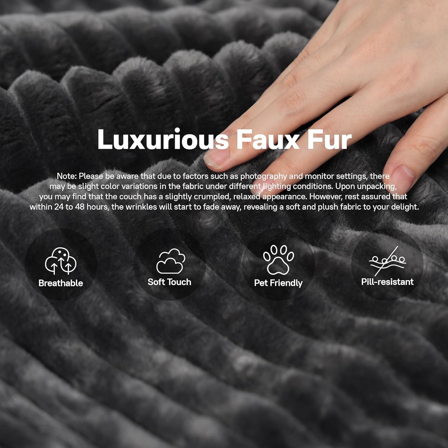 104" Cloudy Sectional L Shaped Couch for Living Room, No Assembly Required, Modular Comfy Sofa with Deep Seat, Fluffy Couch with Sleeper Chaise for Apartment Lounge (Grey)