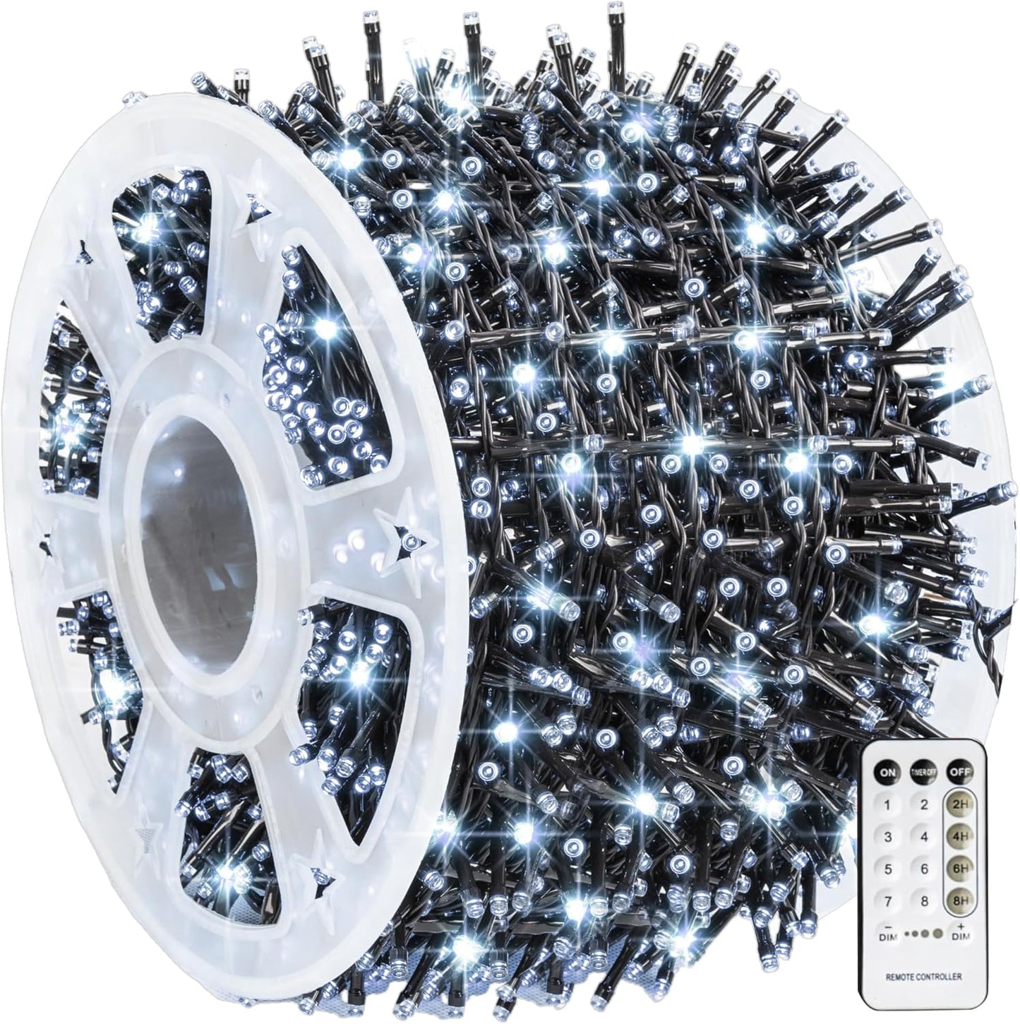 Dazzle Bright Outdoor Christmas String Lights, 1000 LED 328 FT Plug in Fairy Light with Remote Control 8 Modes & Timer, Waterproof Decoration for Home Garden Yard Xmas Wedding, White