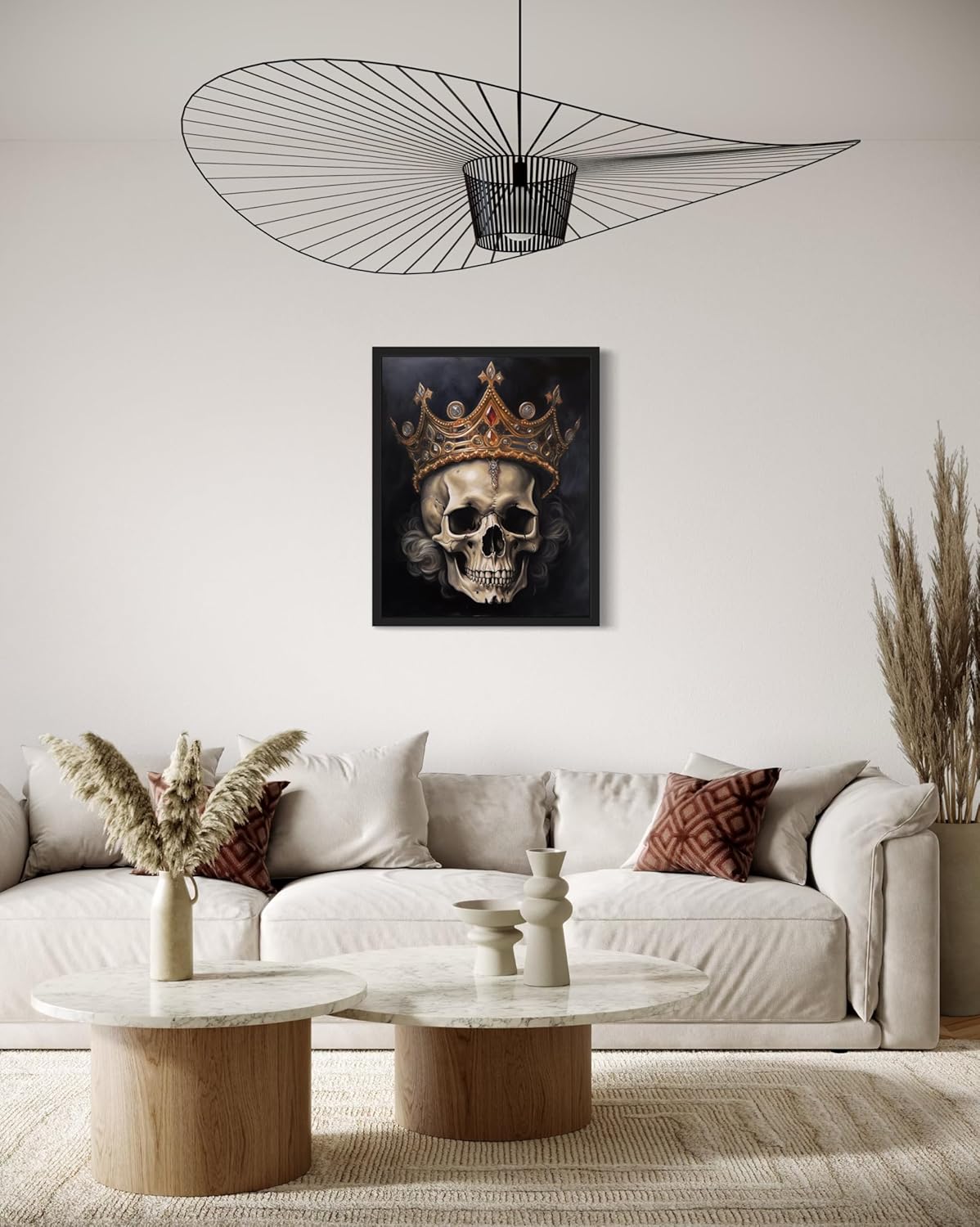 Skull Queen Poster Art Print, Halloween Scary Vintage Wall Art Academia Spooky Painting Decoration for Horror Prints, Gothic Posters Bedroom Decor 89 (Skull Queen, 16 x 20 inches, Black Frame)