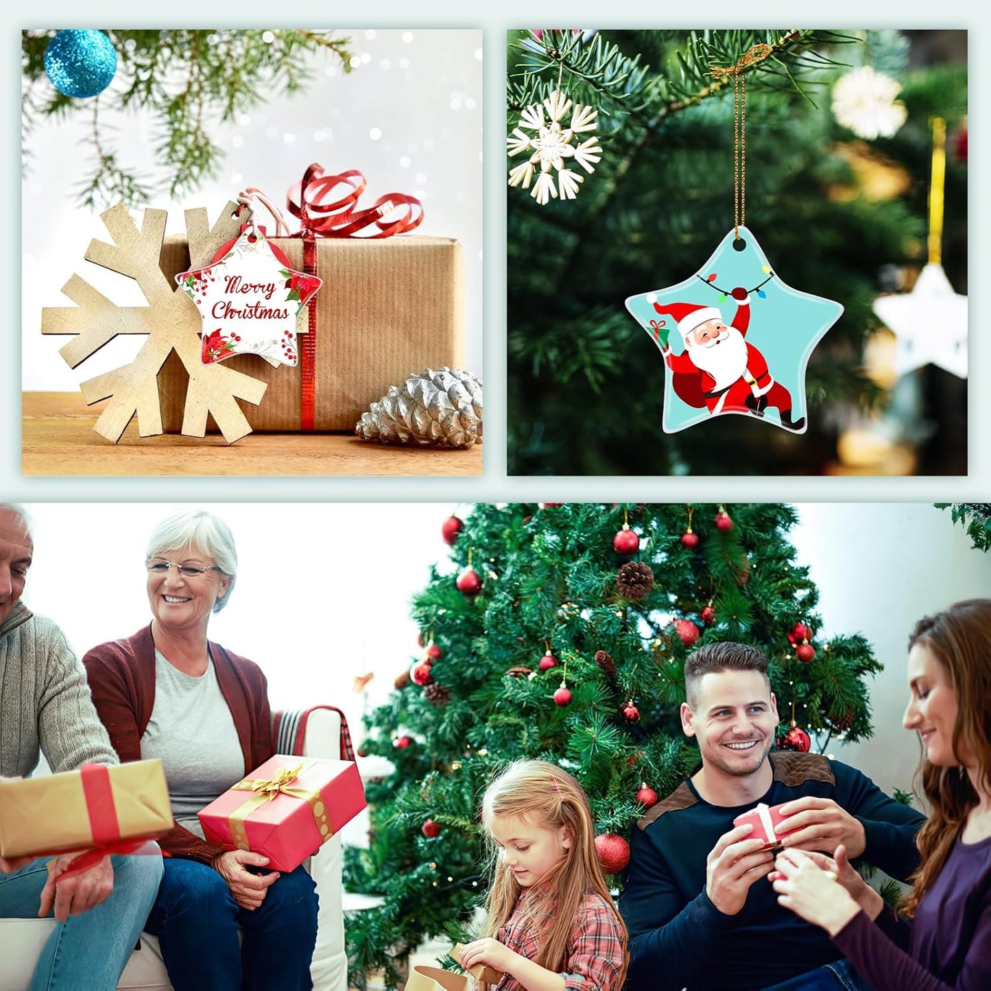 Personalized Christmas Ornaments 2025, Ceramic Custom Photo Text Hanging Ornament Customized Christmas Tree Decorations Gift for Family, Kids, Friends, Couples, Wedding