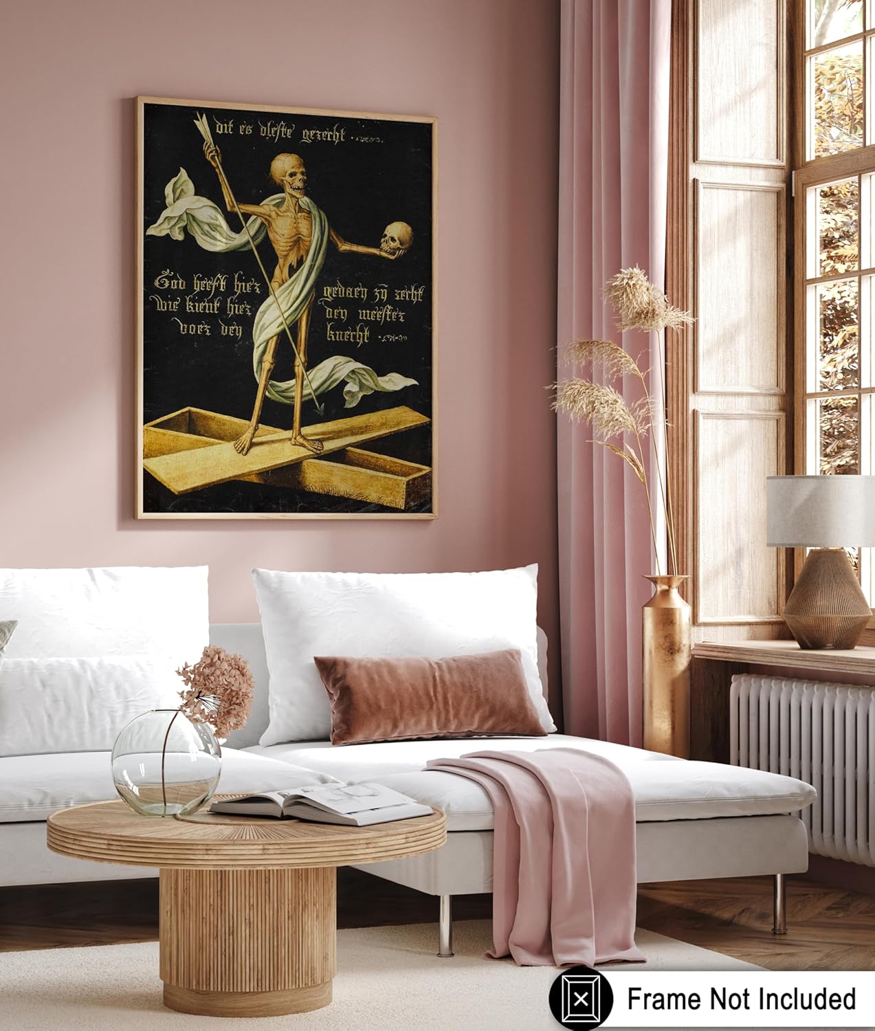 Poster Master Vintage Medieval Poster - Retro Gothic Print - Gift for Artist, Friend - Allegory of Life and Death, Skeleton, Dark, Skull - Wall Decor for Home, Living Room, 24x32 Unframed Wall Art